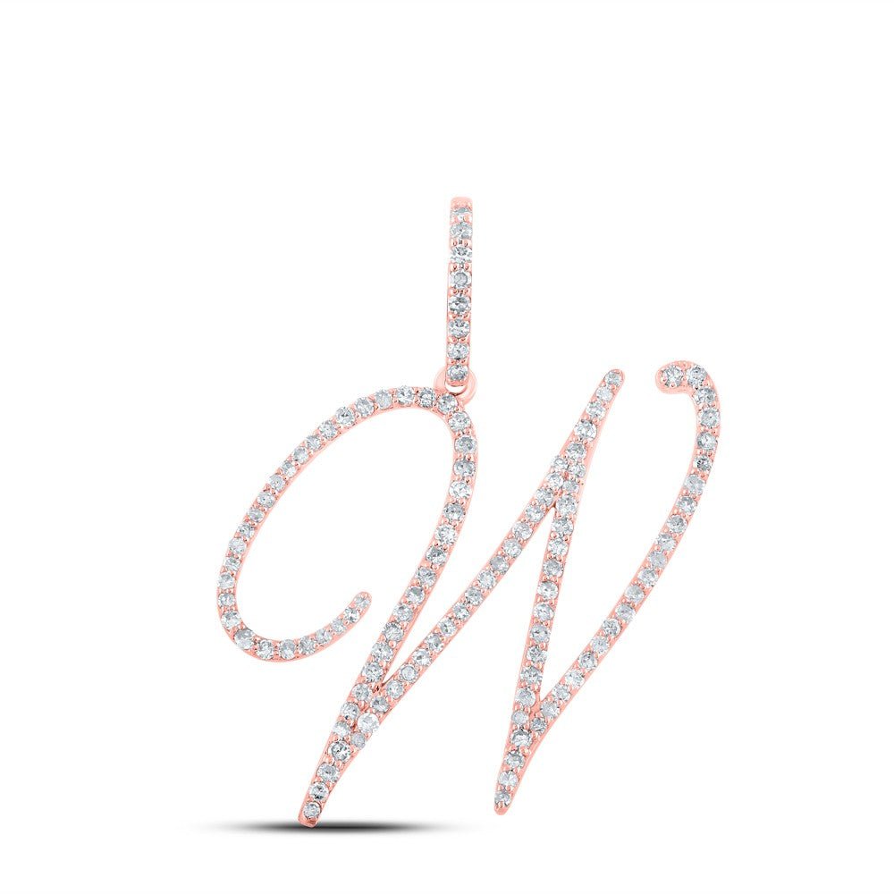 10k Rose Gold 2.06g 0.68CTW Natural Diamond Initial "W" Pendant Alphabet Charm - Elite Jewelers - Charms & Pendants