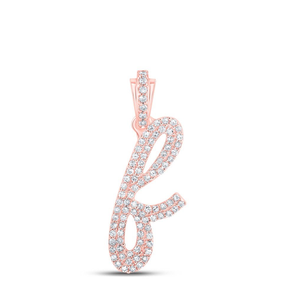 10k Rose Gold 2.2g 0.4CTW Natural Diamond Initial "F" Pendant Alphabet Charm - Elite Jewelers - Charms & Pendants
