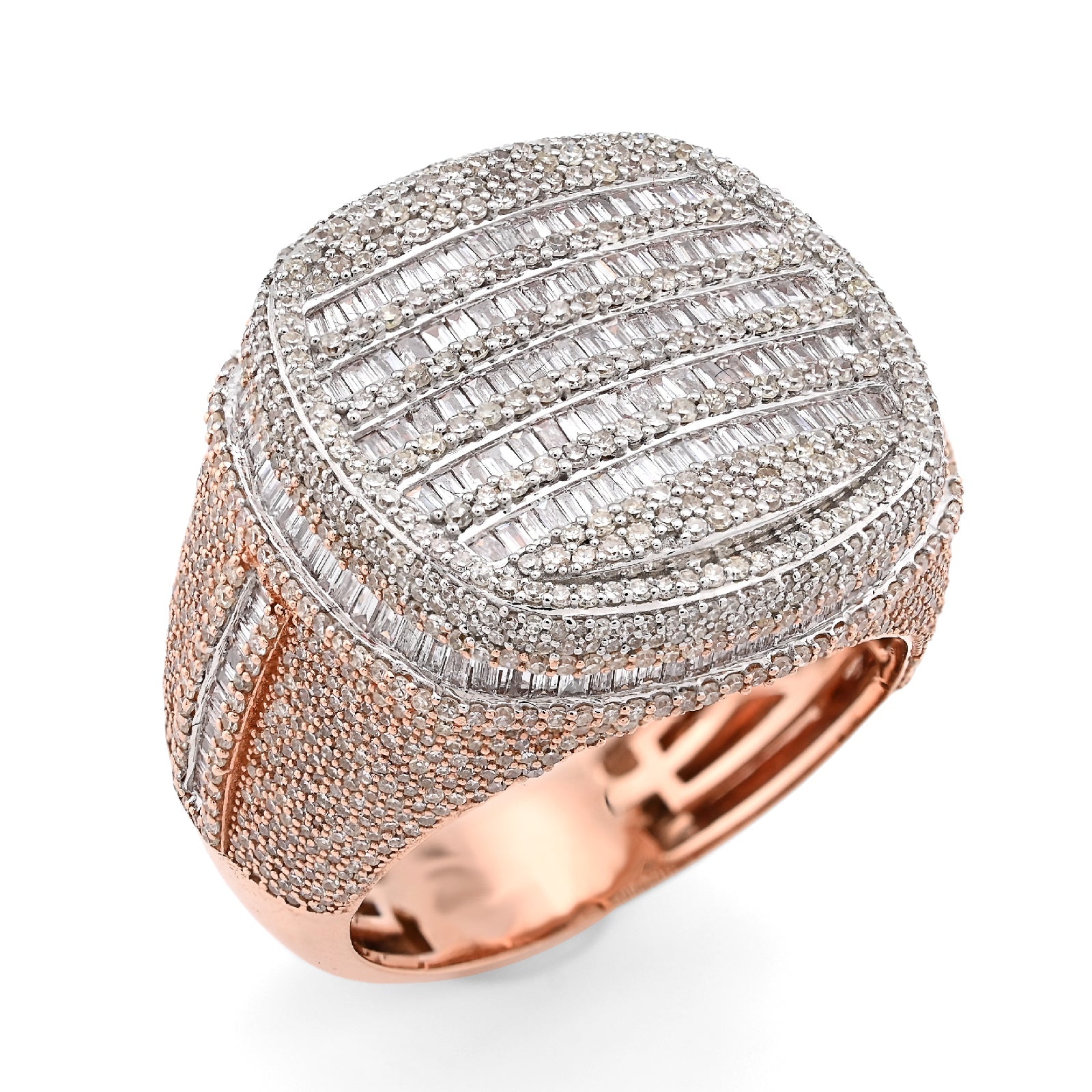 10K Rose Gold 3.43CT Natural Diamond Round Shape Men Pinky Ring 15.8g - Elite Jewelers - Rings