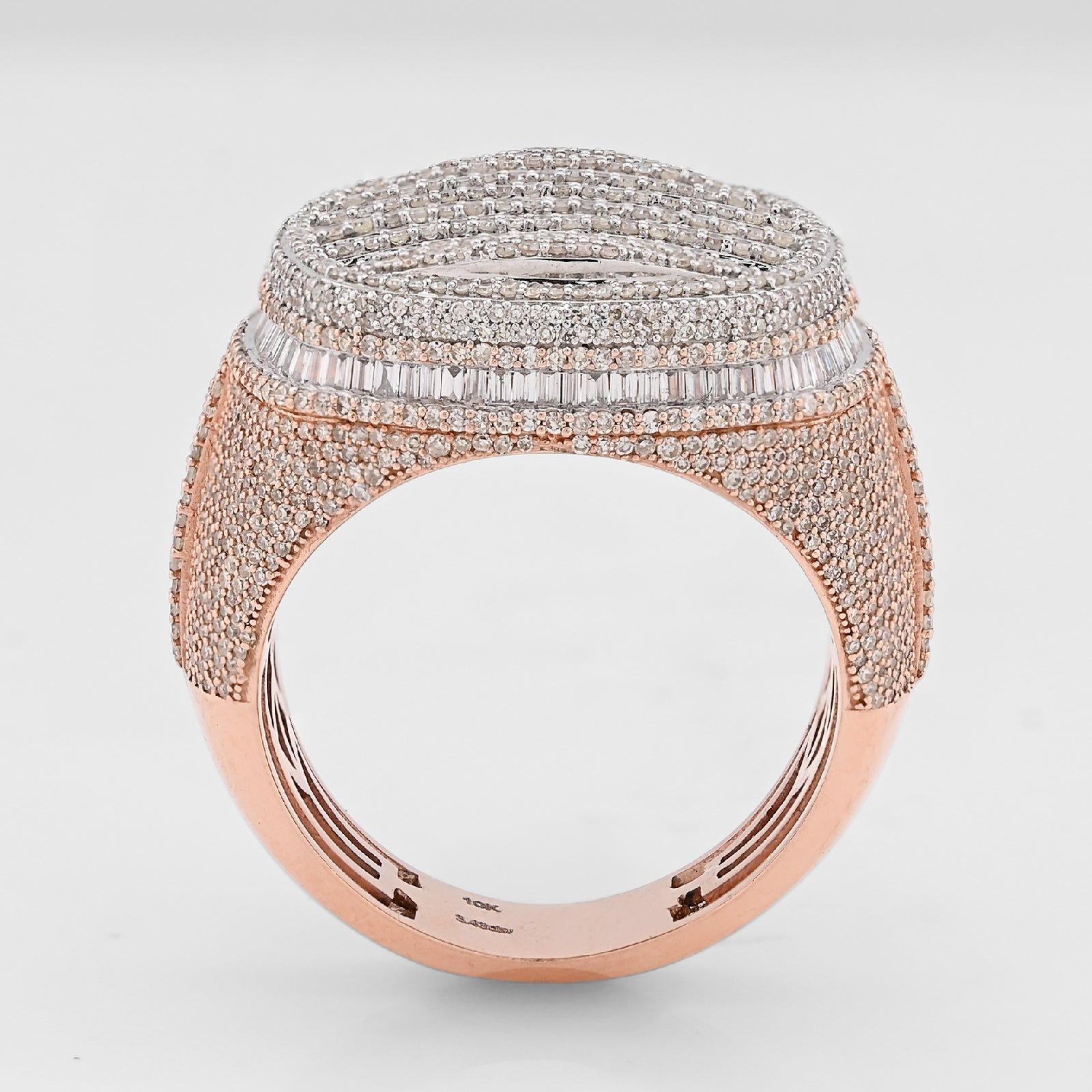 10K Rose Gold 3.43CT Natural Diamond Round Shape Men Pinky Ring 15.8g - Elite Jewelers - Rings