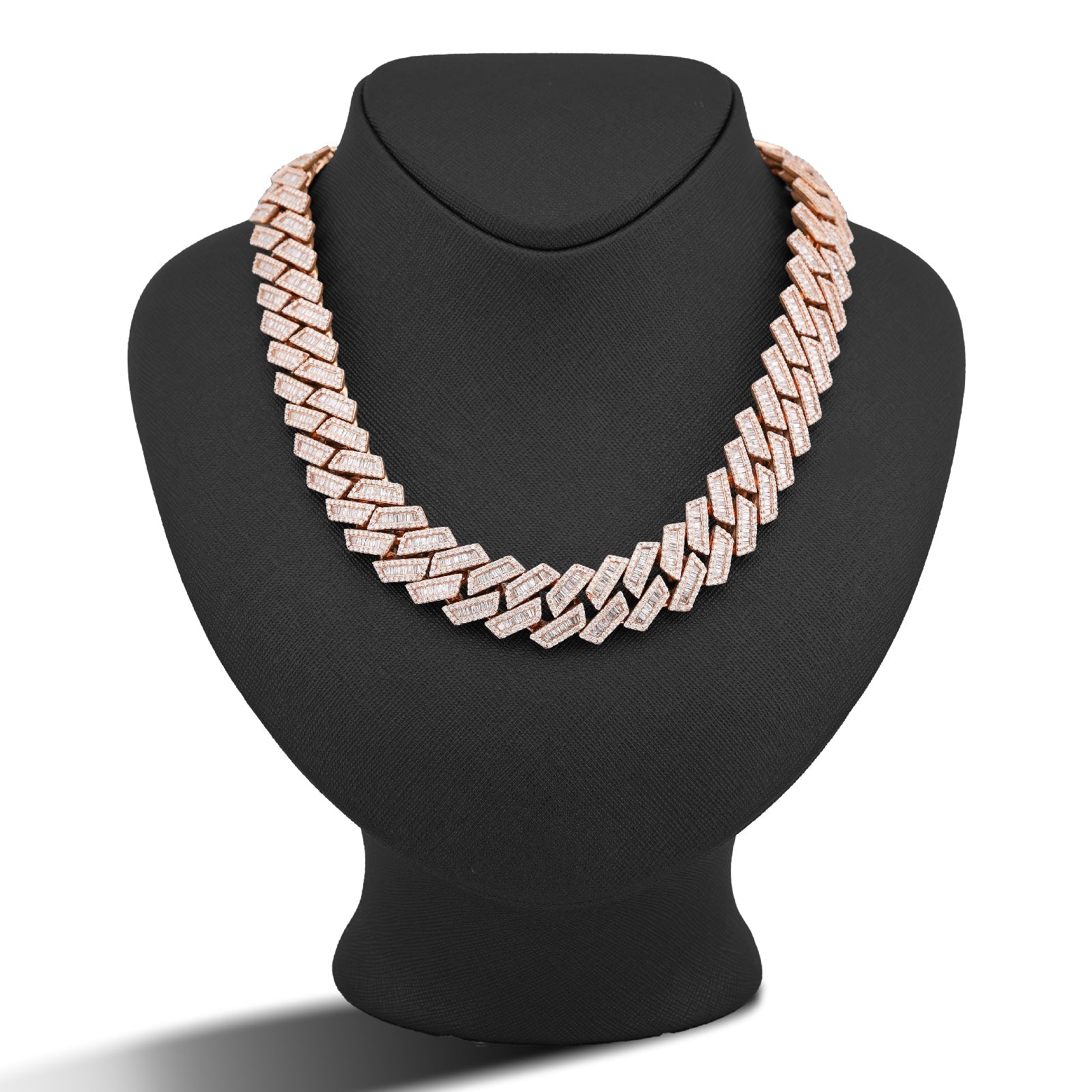 10K Rose Gold 34.92CT Natural Baguette/Round Diamond Cuban Link 18MM 306 Grams Chain Men 22" Neckalce - Elite Jewelers-Necklaces