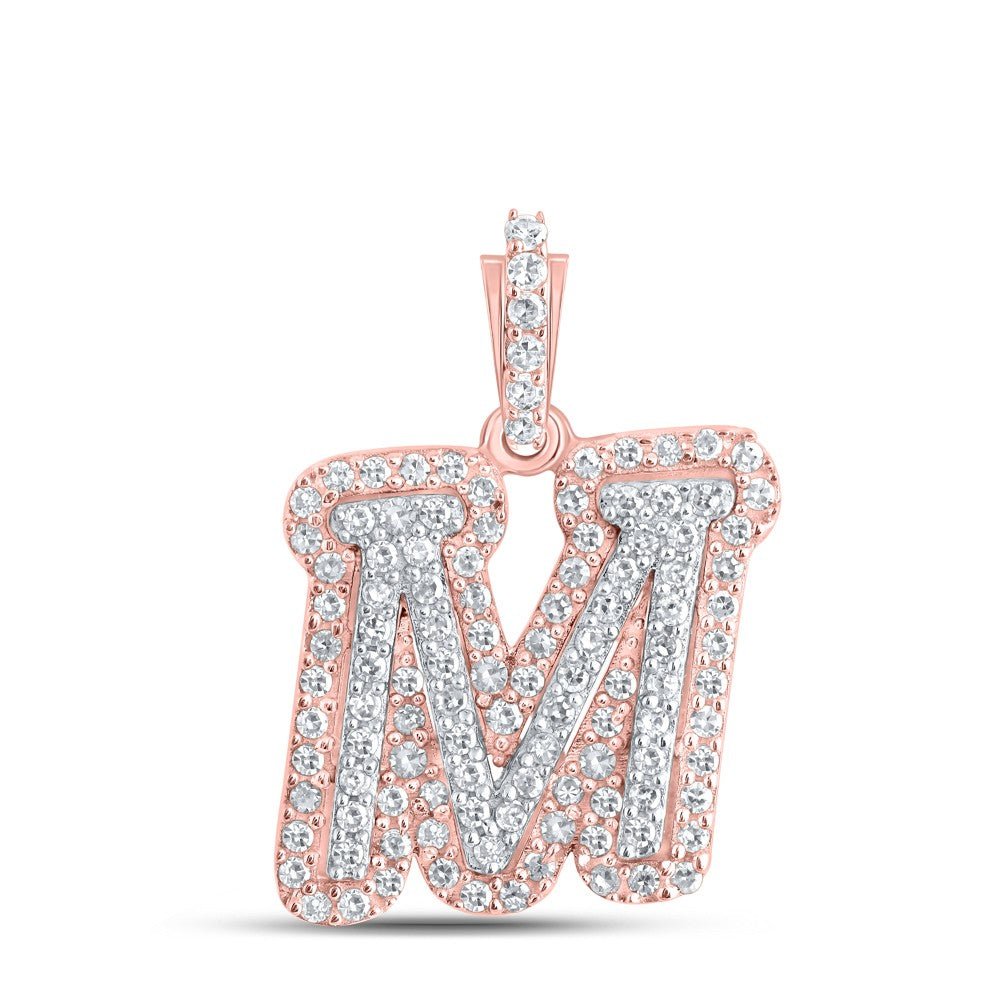 10k Rose Gold 3.5gms 0.28CTW Natural Diamond Initial "M" Letter Pendant Charm - Elite Jewelers - Charms & Pendants