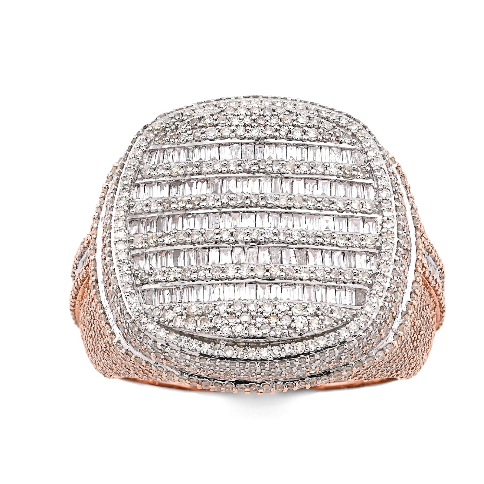10K Rose Gold 4.18CT Baguette Cross Men Natural Diamond Pinky Ring - Elite Jewelers - Rings