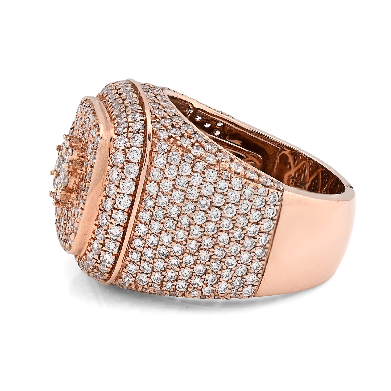 10K Rose Gold 4.80CT Natural Diamond Rectangular Shape Men 17.9g Pinky Ring - Elite Jewelers - Rings