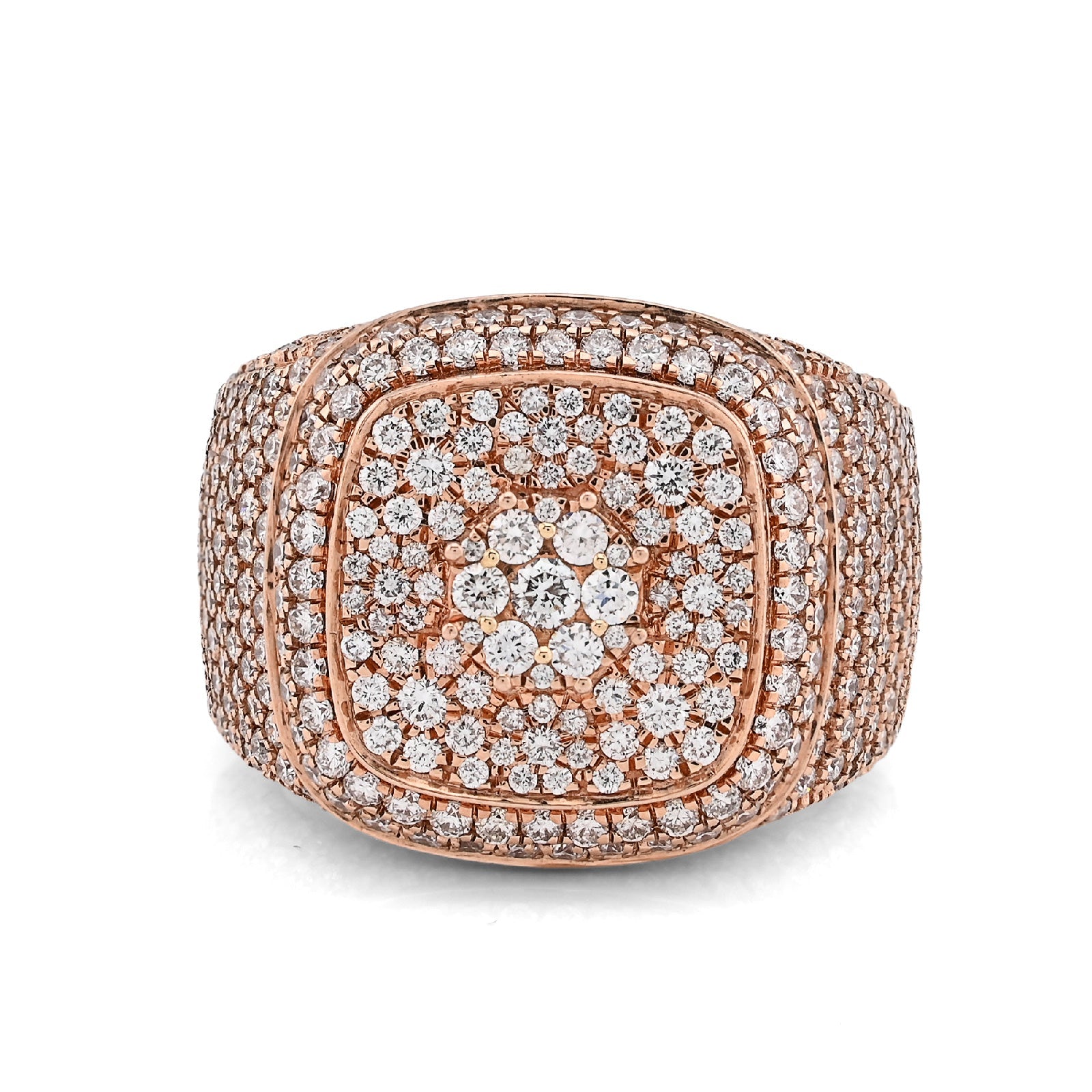 10K Rose Gold 4.80CT Natural Diamond Rectangular Shape Men 17.9g Pinky Ring - Elite Jewelers - Rings