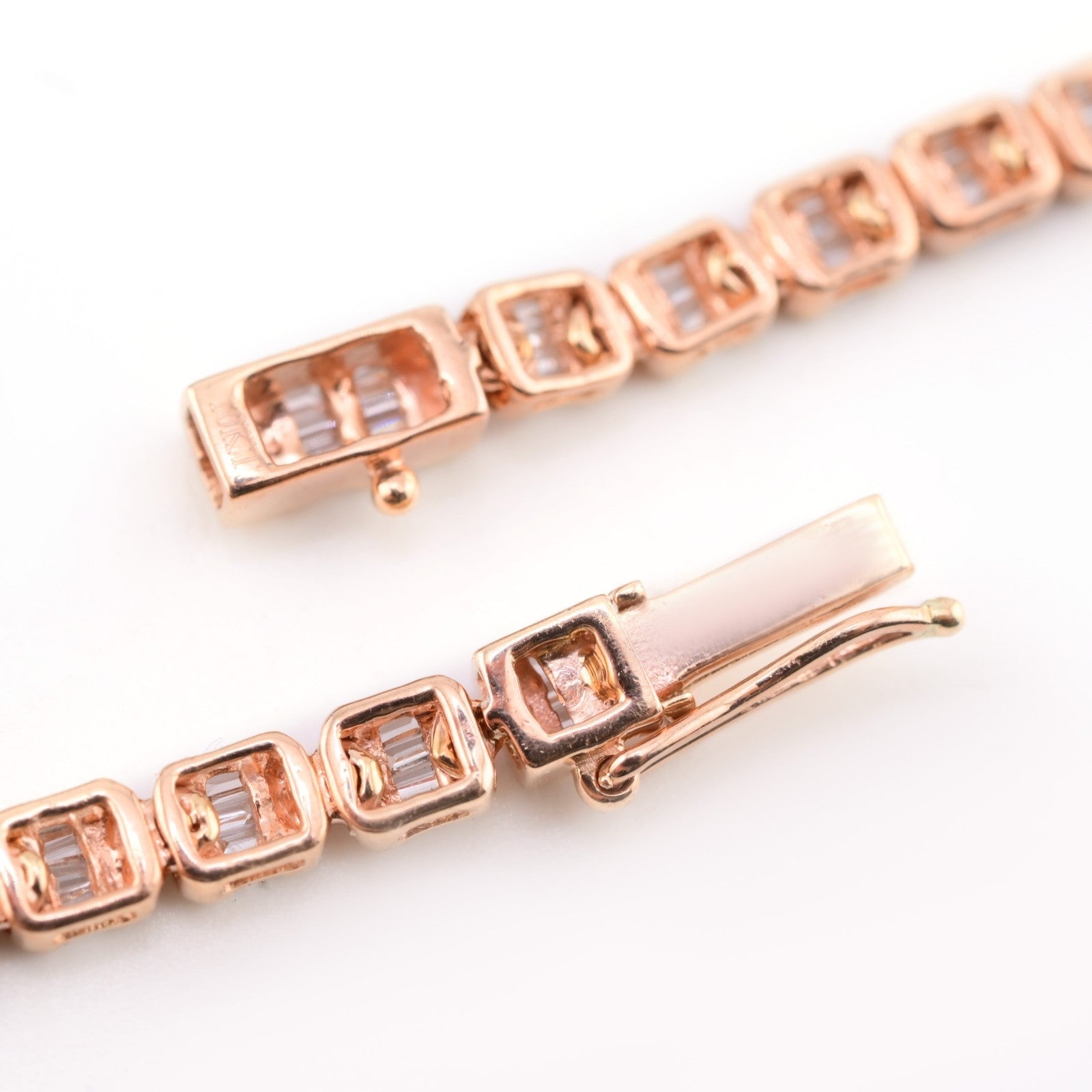 10k Rose Gold 5.48CT Baguette Diamond Butterfly Tennis Chain 25.4g 18In Necklace - Elite Jewelers - Necklaces & Chains