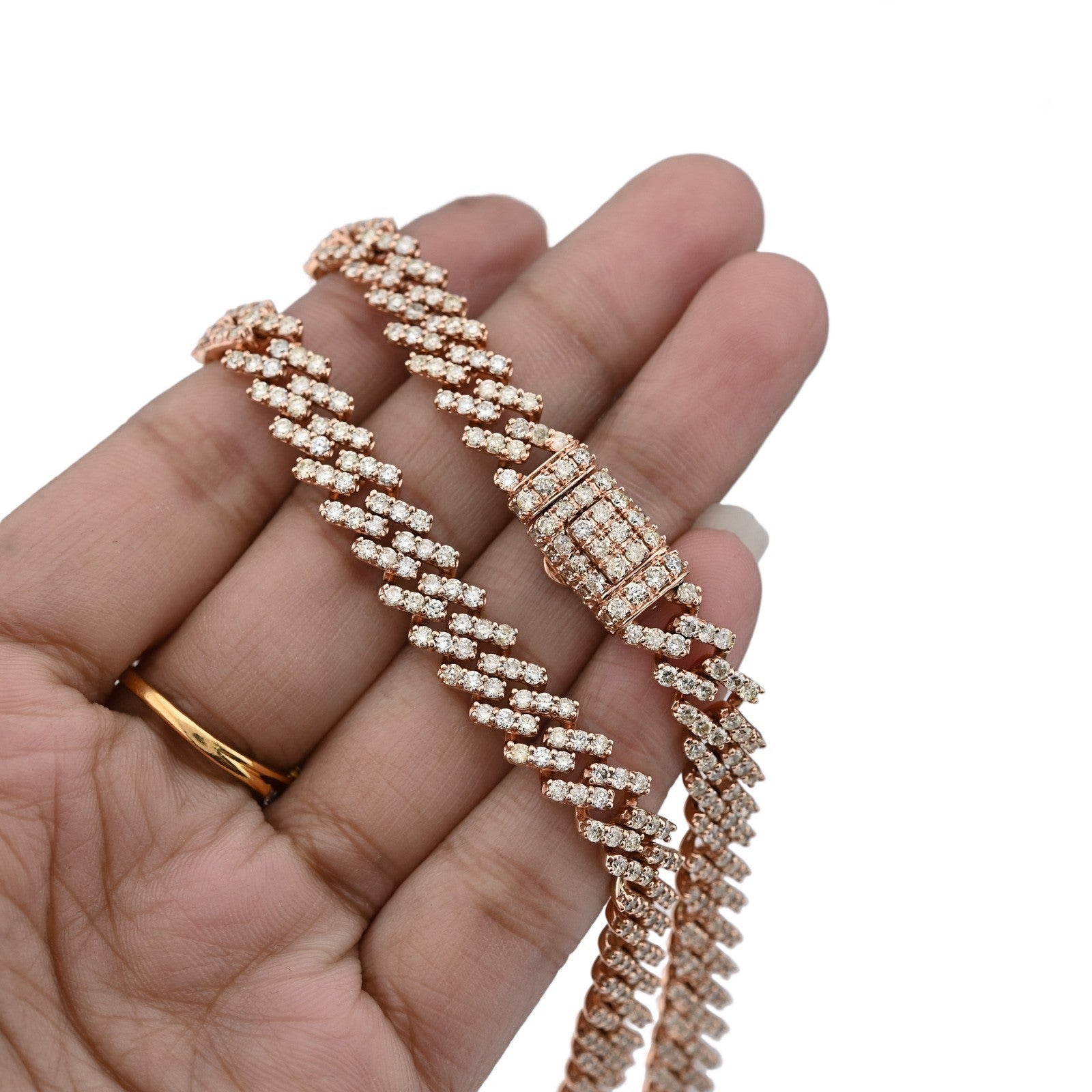 10k Rose Gold 62.4g 18CTW Natural Diamond 8MM Cuban Link Chain 21 Inch Necklace - Elite Jewelers - Necklaces & Chains