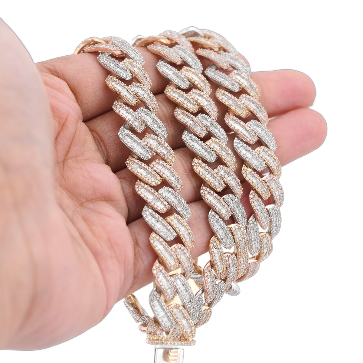 10K Rose Gold 8.60CT Natural Diamond Snake Cuban link Chain 10MM 22" Men Necklace - Elite Jewelers-Necklaces