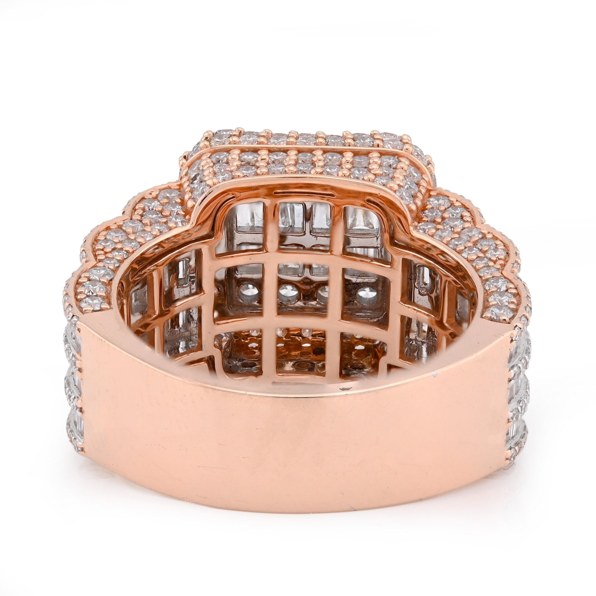 10K Rose Gold Baguette Centre Rectangle 4.76CT Natural Diamond Men Pinky Ring - Elite Jewelers - Rings