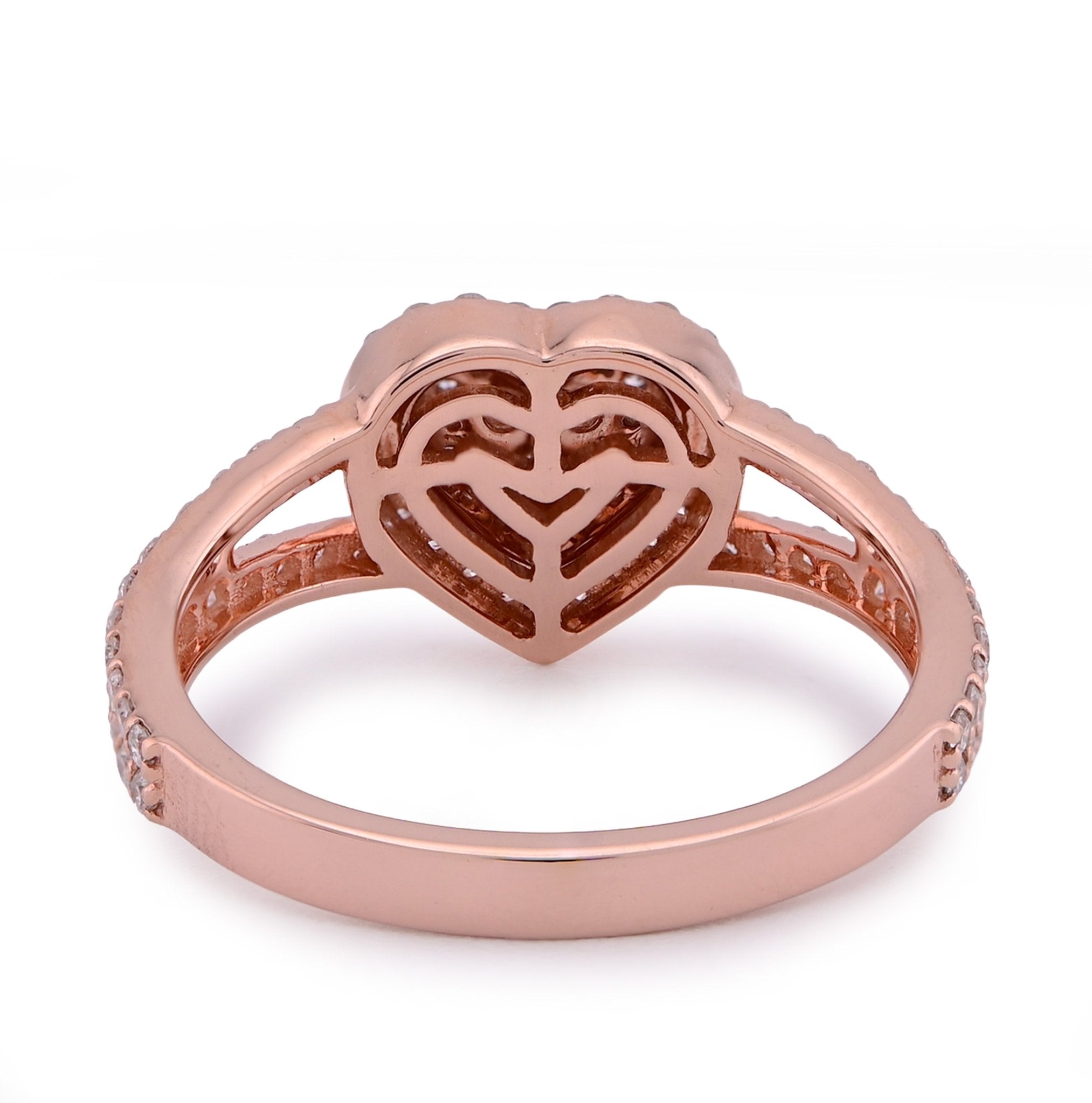 10K Rose Gold Two Layer Heart Shape 0.76CT Lab Diamond Women Ring - Elite Jewelers - Rings