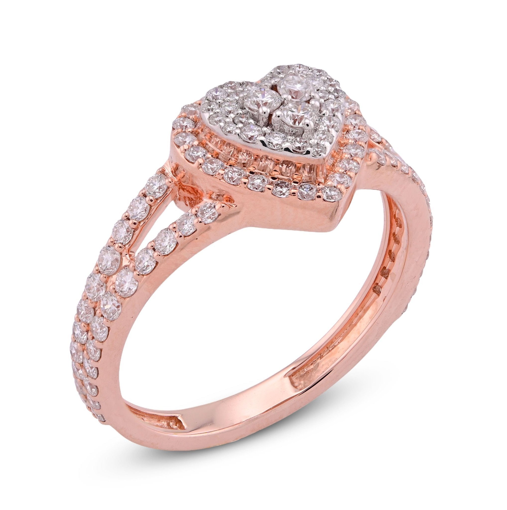 10K Rose Gold Two Layer Heart Shape 0.76CT Lab Diamond Women Ring - Elite Jewelers - Rings