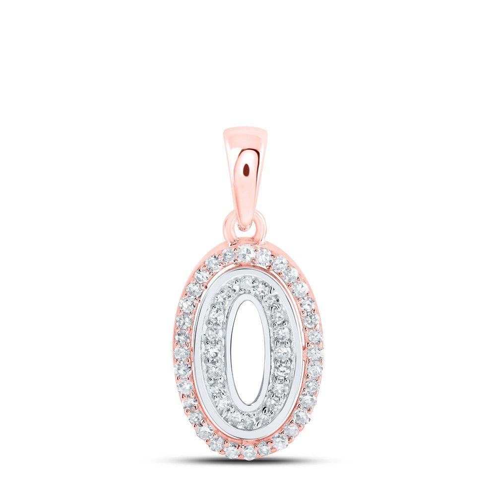 10k Two - Tone Gold 0.78g 0.17CTW Natural Diamond Initial "O" Letter Pendant Charm - Elite Jewelers - Charms & Pendants