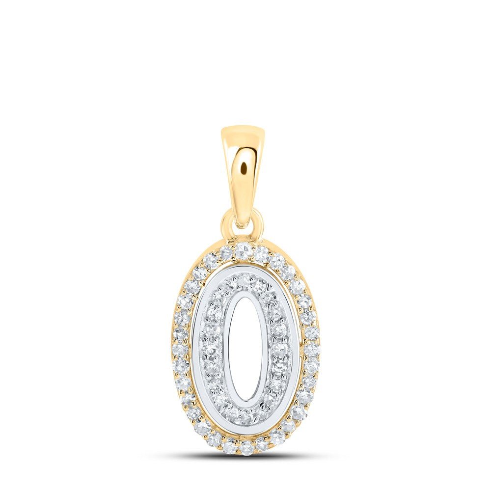 10k Two - Tone Gold 0.78g 0.17CTW Natural Diamond Initial "O" Letter Pendant Charm - Elite Jewelers - Charms & Pendants