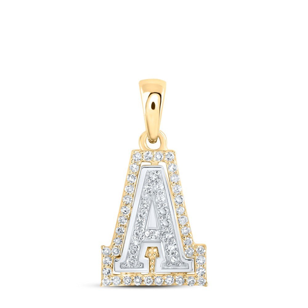 10k Two - Tone Gold 0.99g 0.17CTW Natural Diamond Initial "A" Letter Pendant Charm - Elite Jewelers - Charms & Pendants