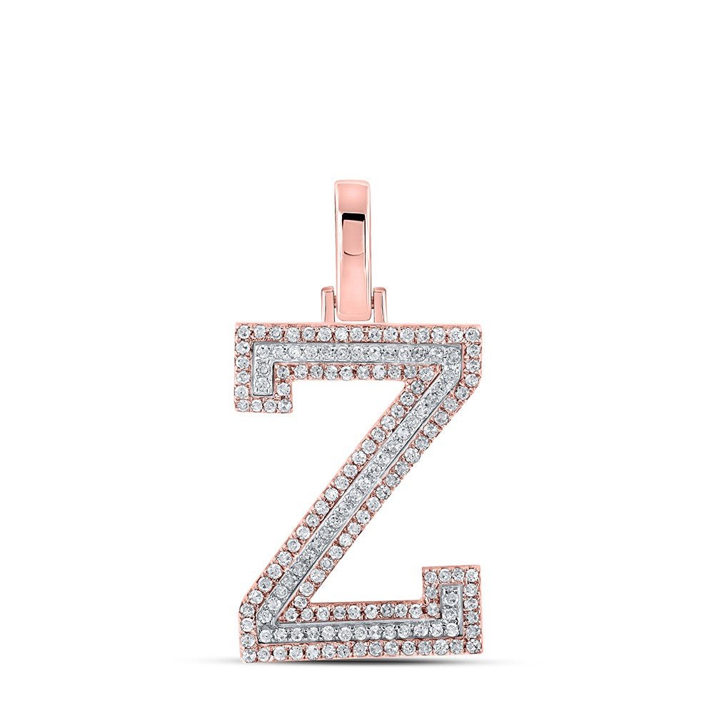 10k Two - Tone Gold 3.25g 0.43CTW Natural Diamond Initial "Z" Pendant Letter Charm - Elite Jewelers - Charms & Pendants