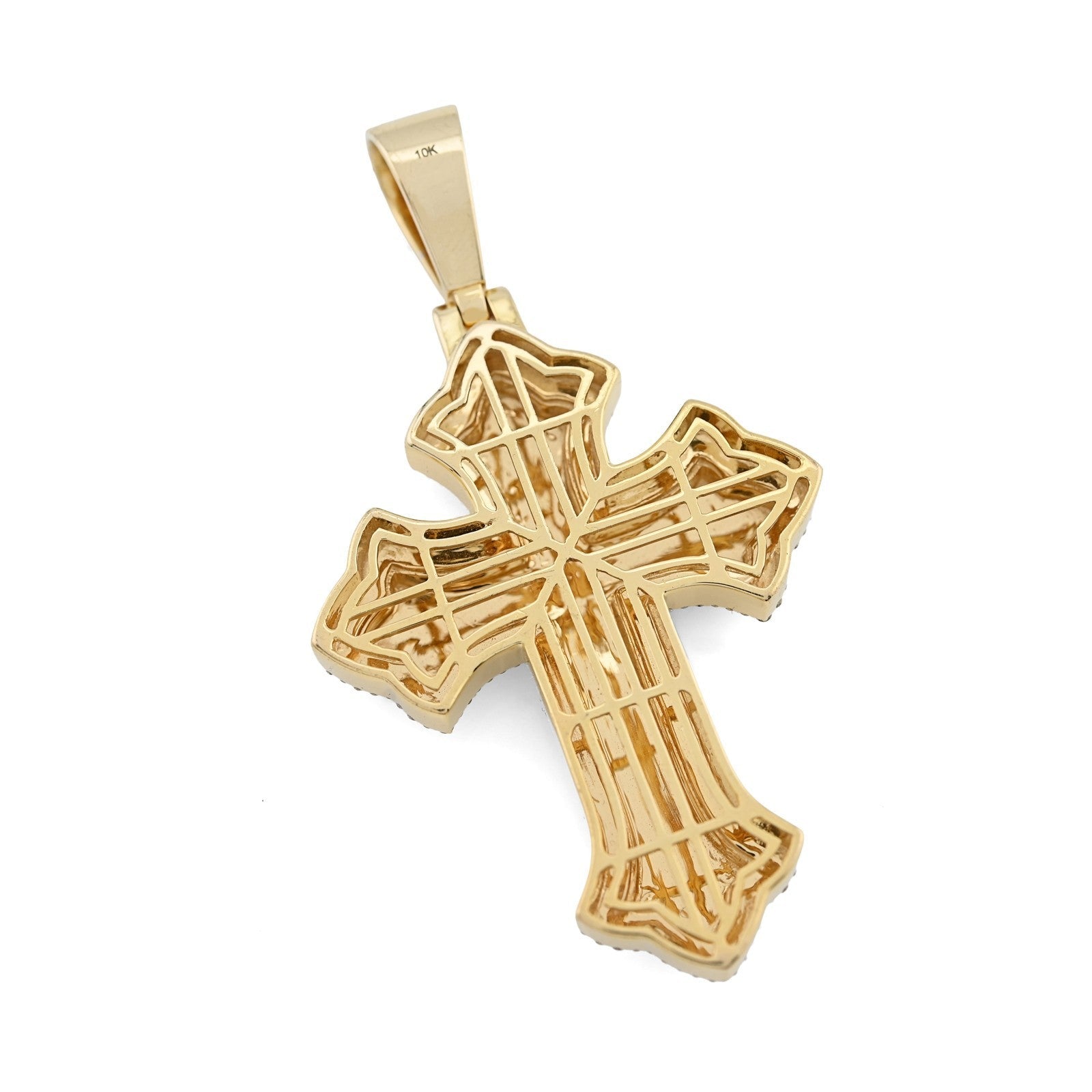 10k Two Tone Gold 5CTW Natural Diamond 3D Cross Pendant 21.9g Religious Charm - Elite Jewelers - Charms & Pendants