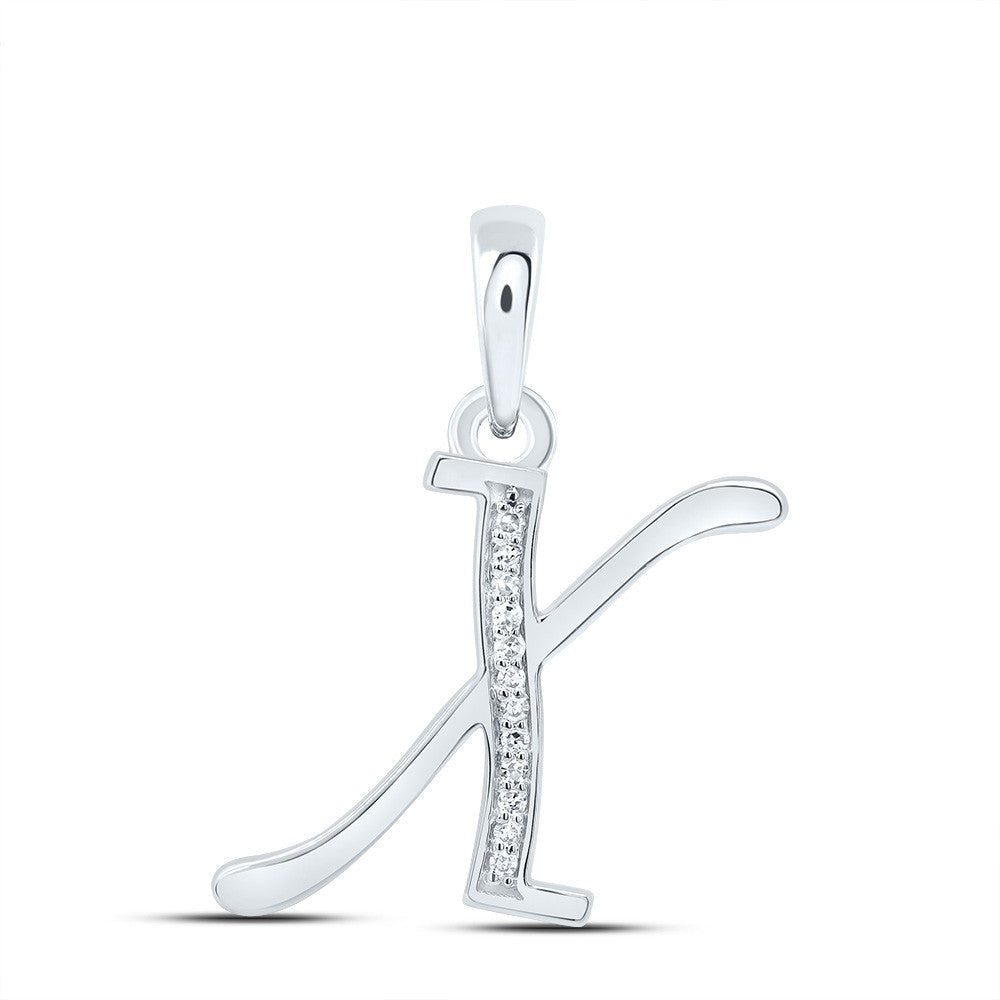10k White Gold 0.05CTW Natural Diamond Initial "X" Charm 0.98g Alphabet Pendant - Elite Jewelers - Charms & Pendants