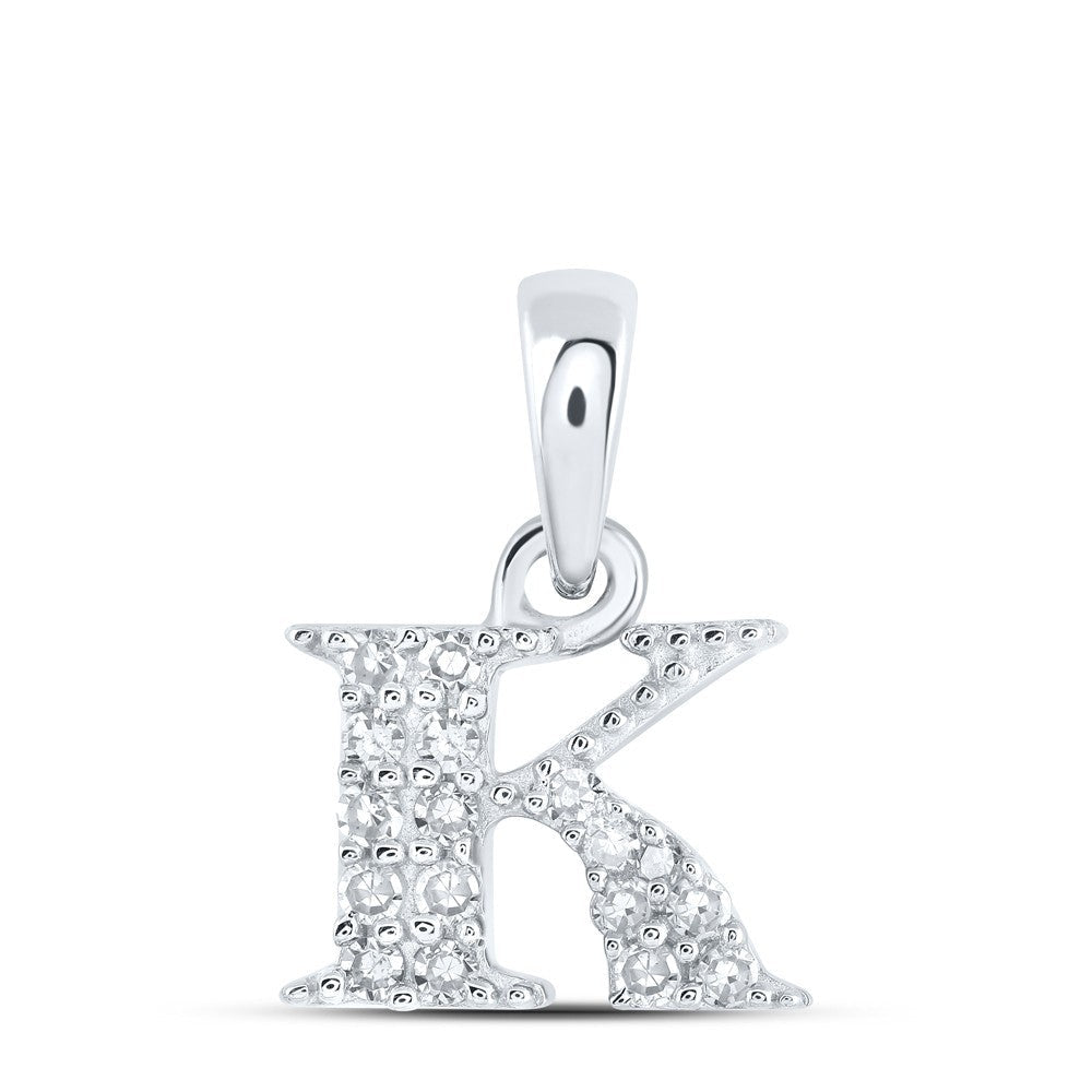10k White Gold 0.08CTW Natural Diamond Initial "K" Charm 0.58g Alphabet Pendant - Elite Jewelers - Charms & Pendants