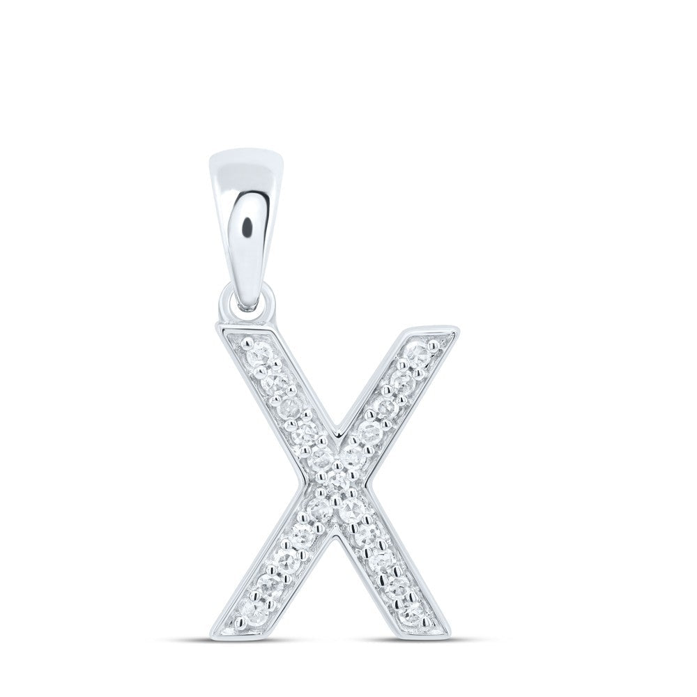 10k White Gold 0.08CTW Natural Diamond Initial "X" Charm 0.66g Alphabet Pendant - Elite Jewelers - Charms & Pendants