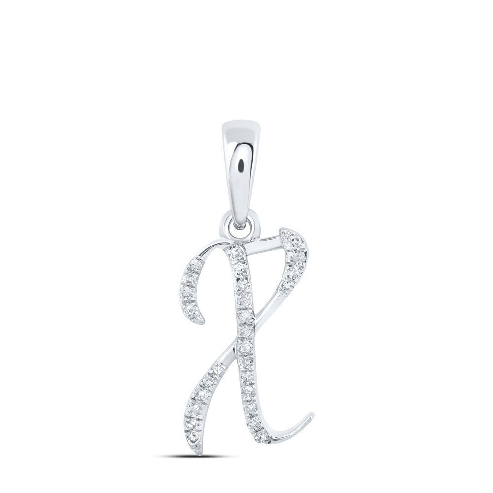 10k White Gold 0.08CTW Natural Diamond Initial "X" Charm 0.67g Alphabet Pendant - Elite Jewelers - Charms & Pendants