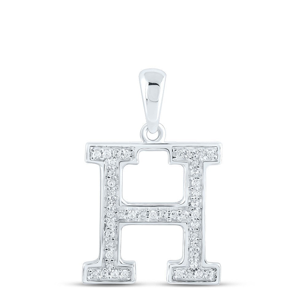 10k White Gold 0.09CTW Natural Diamond Initial "H" Charm 0.76g Alphabet Pendant - Elite Jewelers - Charms & Pendants