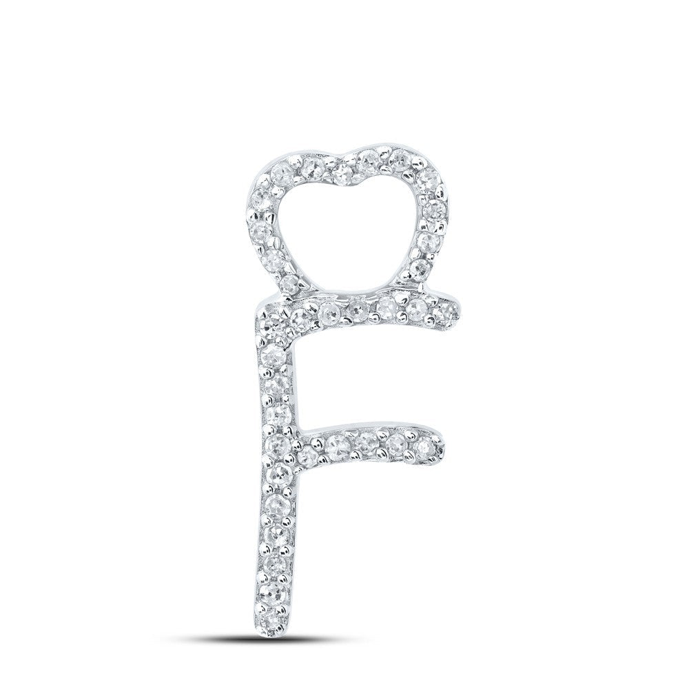 10k White Gold 0.11CTW Natural Diamond Initial "F" Charm 0.76g Alphabet Pendant - Elite Jewelers - Charms & Pendants
