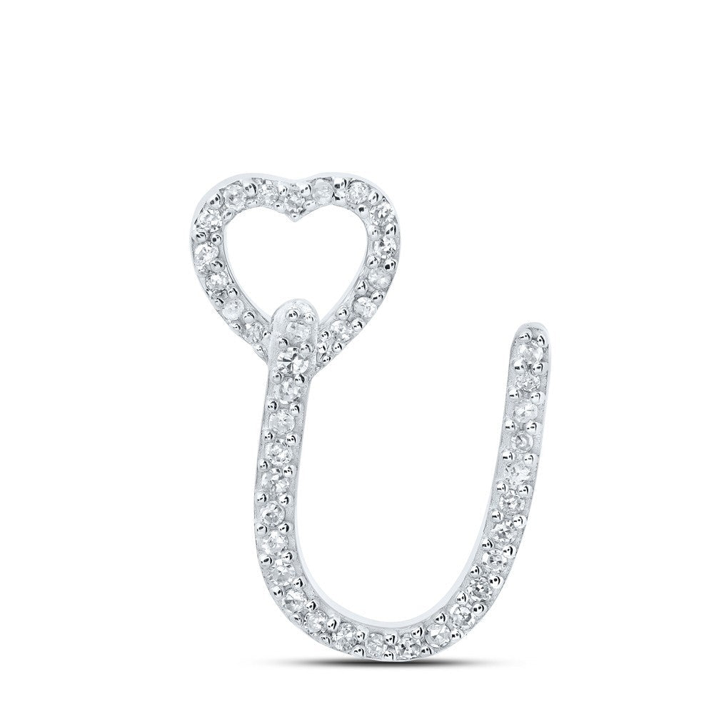 10k White Gold 0.12CTW Natural Diamond Initial "U" Charm 0.88g Alphabet Pendant - Elite Jewelers - Charms & Pendants