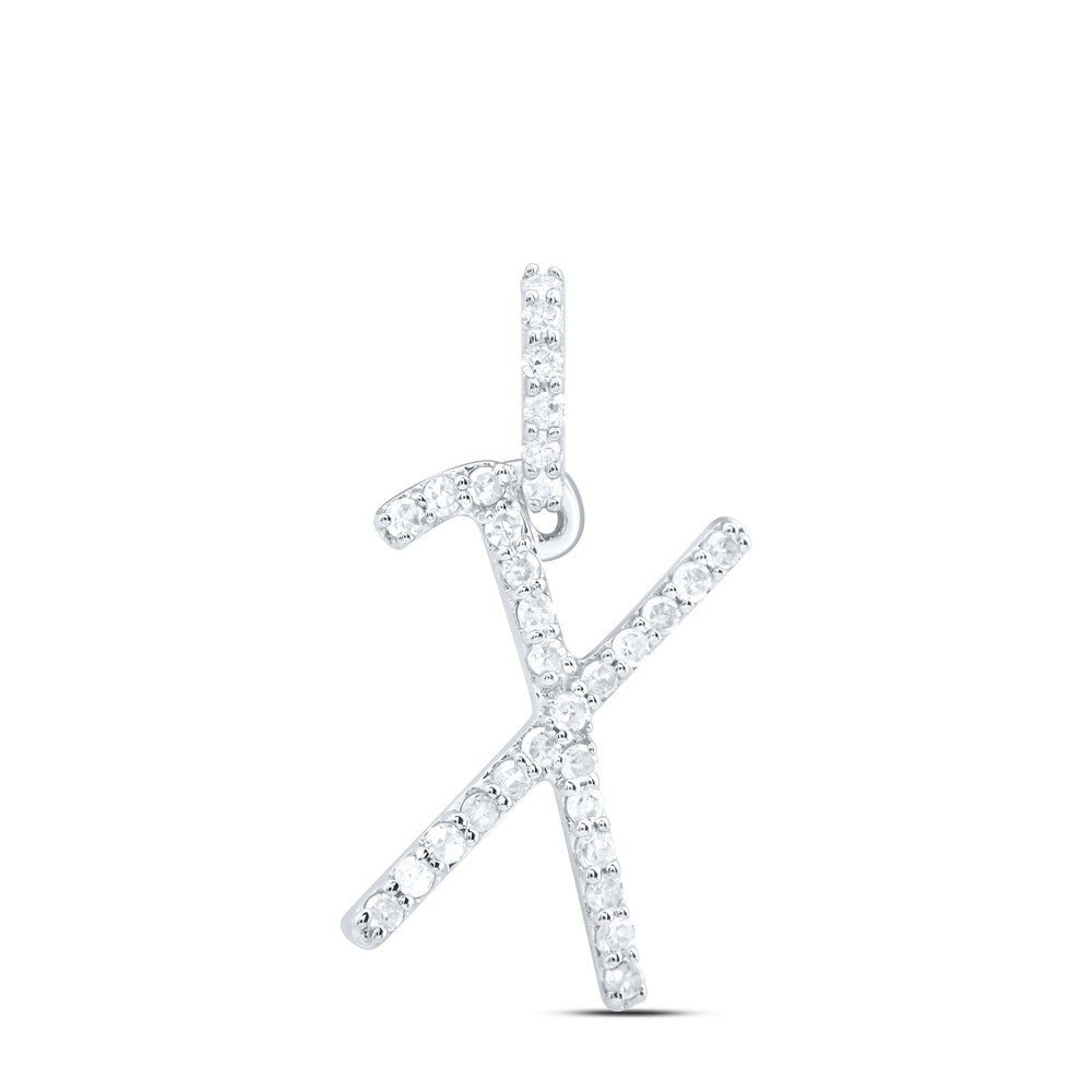 10k White Gold 0.12CTW Natural Diamond Initial "X" Charm 0.4g Alphabet Pendant - Elite Jewelers - Charms & Pendants