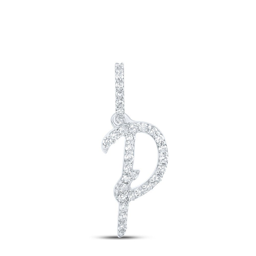 10k White Gold 0.13CTW Natural Diamond Initial "P" Charm 0.64g Alphabet Pendant - Elite Jewelers - Charms & Pendants
