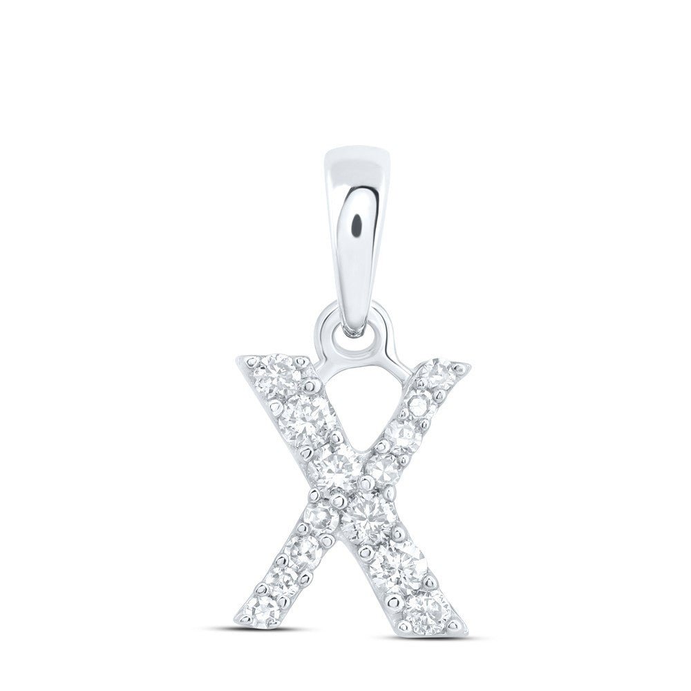 10k White Gold 0.13CTW Natural Diamond Initial "X" Charm 0.4g Alphabet Pendant - Elite Jewelers - Charms & Pendants