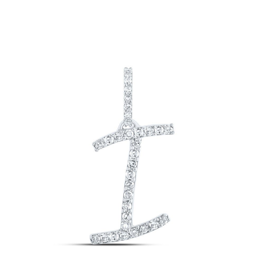 10k White Gold 0.14CTW Natural Diamond Initial "I" Charm 0.56g Alphabet Pendant - Elite Jewelers - Charms & Pendants