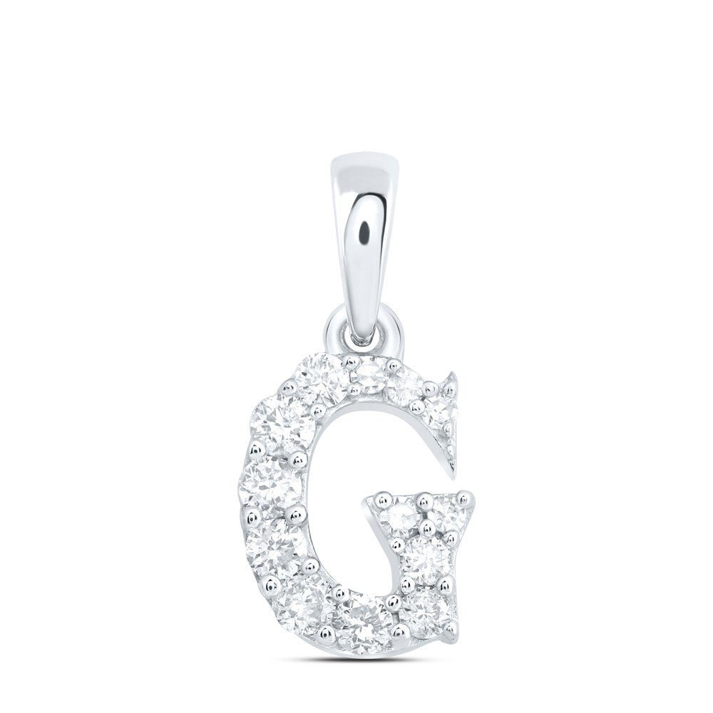 10k White Gold 0.15CTW Natural Diamond Initial "G" Charm 0.43g Alphabet Pendant - Elite Jewelers - Charms & Pendants