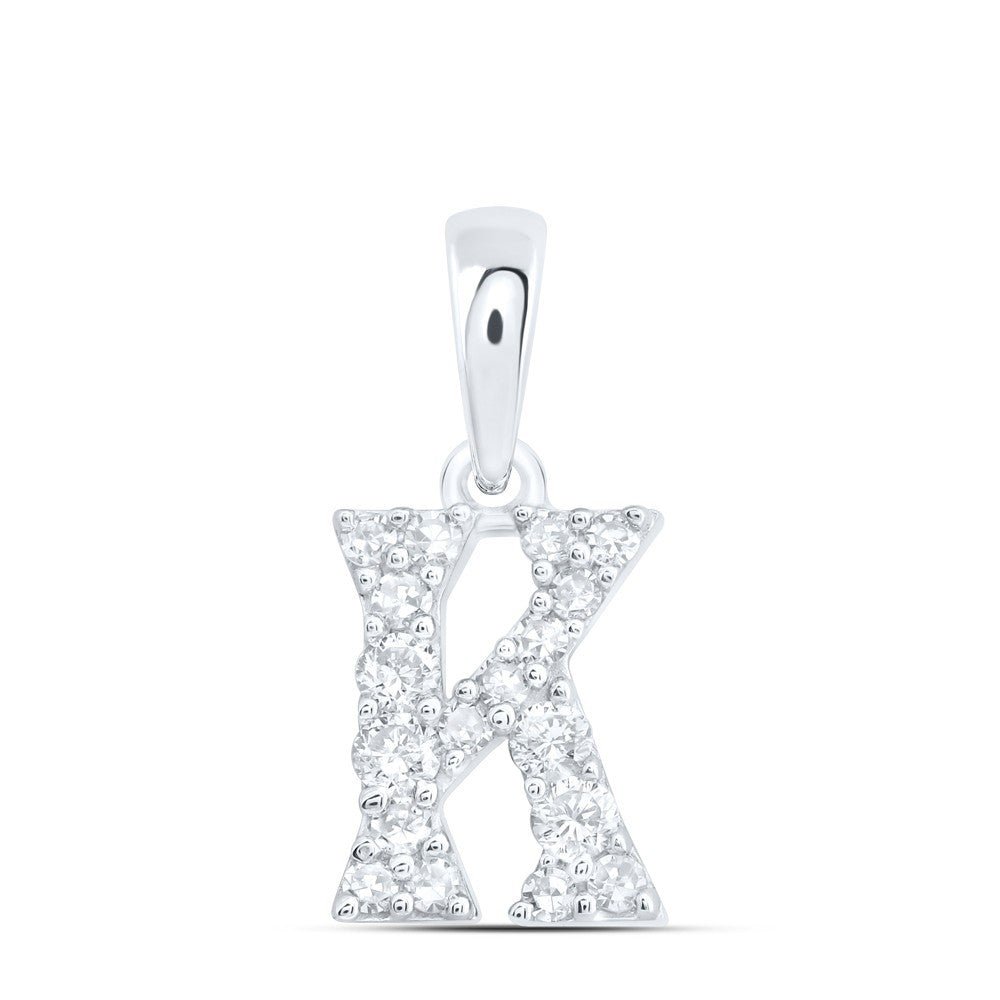10k White Gold 0.15CTW Natural Diamond Initial "K" Charm 0.44g Alphabet Pendant - Elite Jewelers - Charms & Pendants