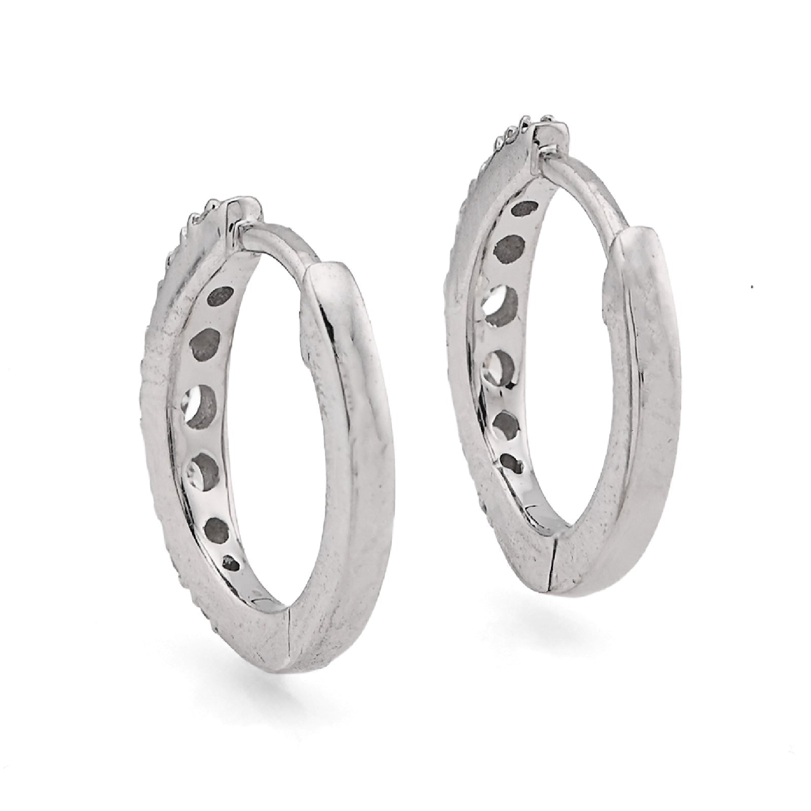 10K White Gold 0.16CT Natural Diamond Hoops Men Women Earrings - Elite Jewelers - Earrings