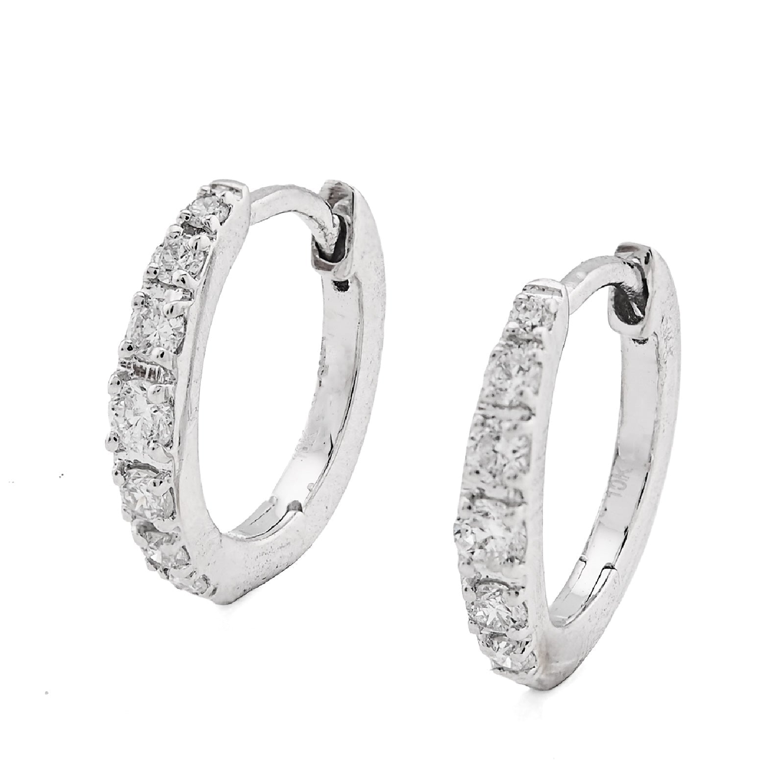 10K White Gold 0.16CT Natural Diamond Hoops Men Women Earrings - Elite Jewelers - Earrings