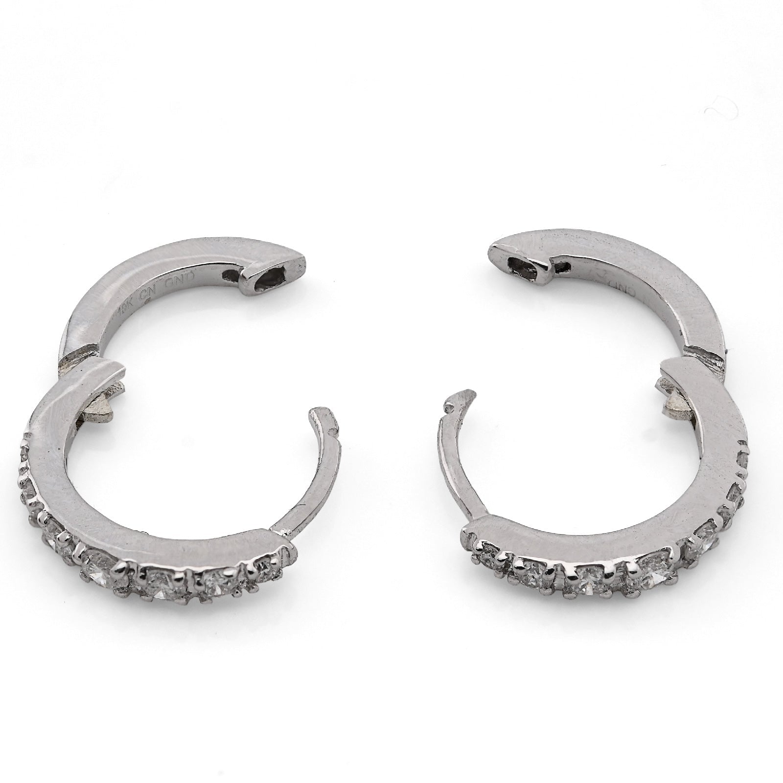 10K White Gold 0.16CT Natural Diamond Hoops Men Women Earrings - Elite Jewelers - Earrings