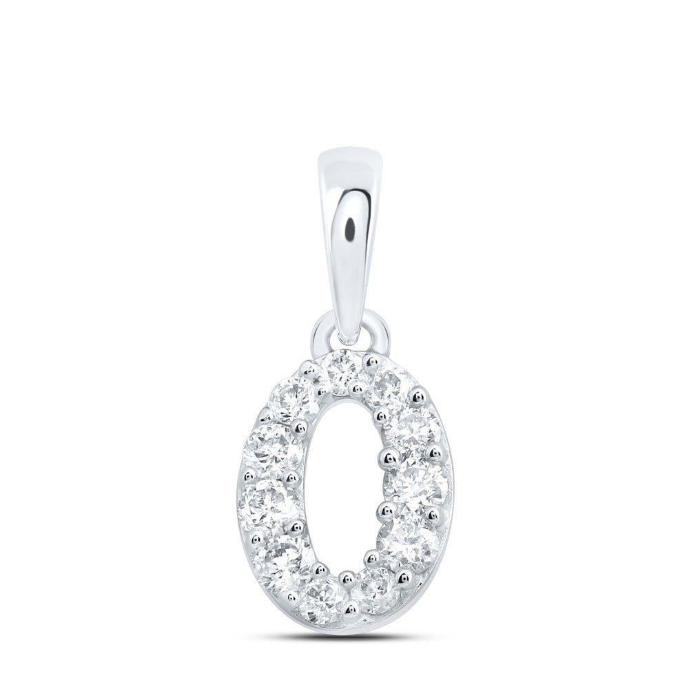 10k White Gold 0.16CTW Natural Diamond Initial "O" Charm 0.32g Alphabet Pendant - Elite Jewelers - Charms & Pendants