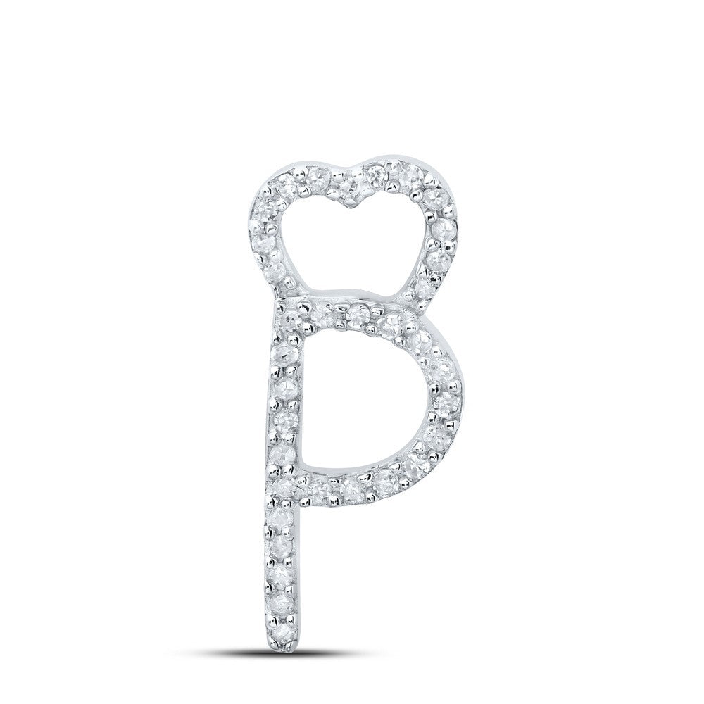 10k White Gold 0.1CTW Natural Diamond Initial "P" Charm 0.68g Alphabet Pendant - Elite Jewelers - Charms & Pendants