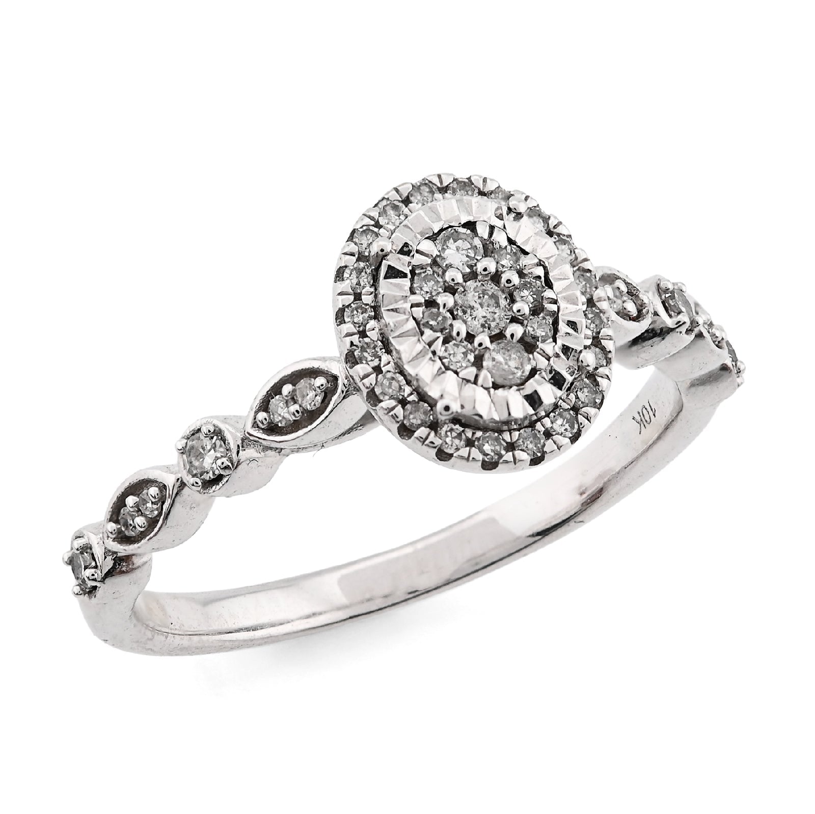 10K White Gold 0.20CT Natural Dimaond Oval Shape Women Band Ring - Elite Jewelers - Rings