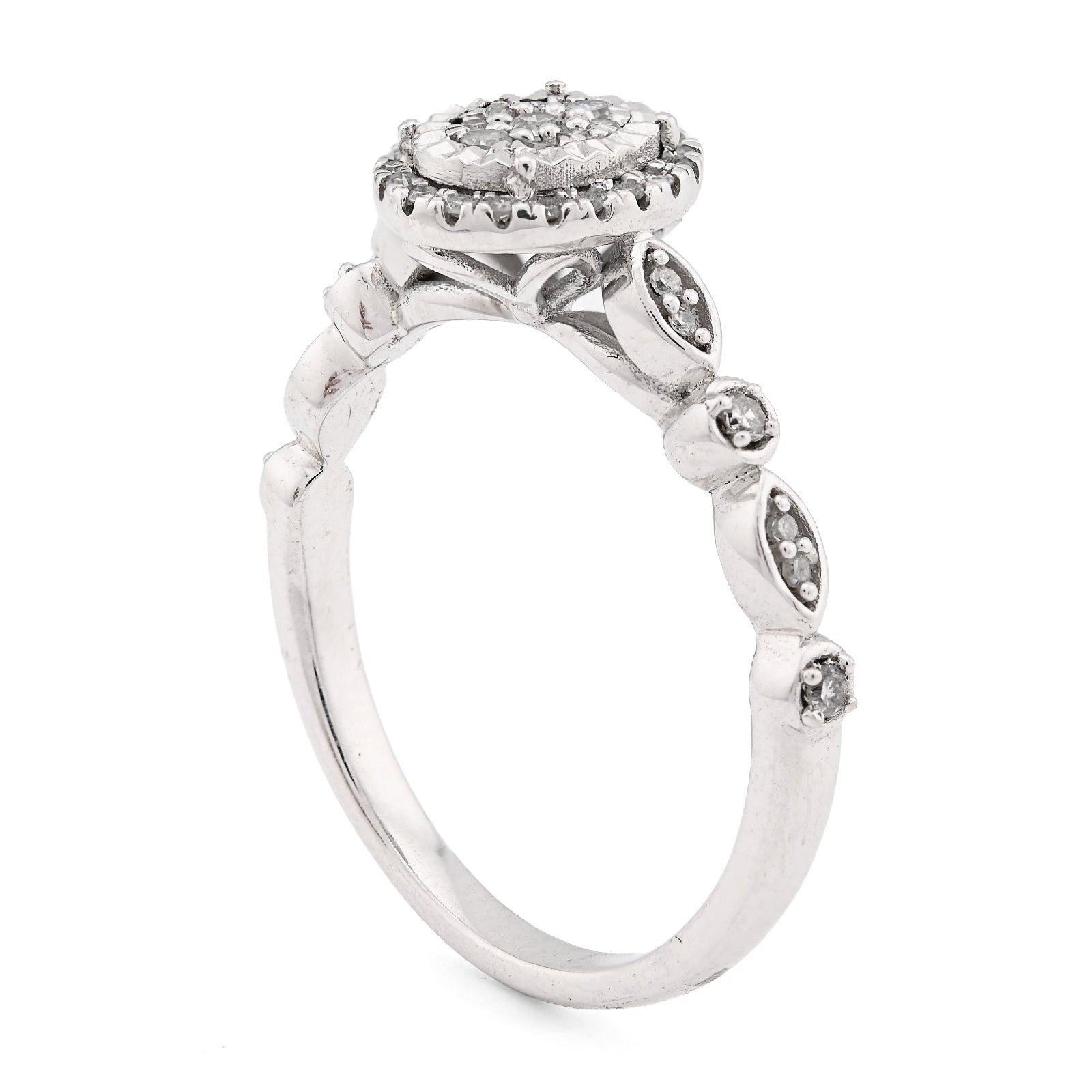 10K White Gold 0.20CT Natural Dimaond Oval Shape Women Band Ring - Elite Jewelers - Rings