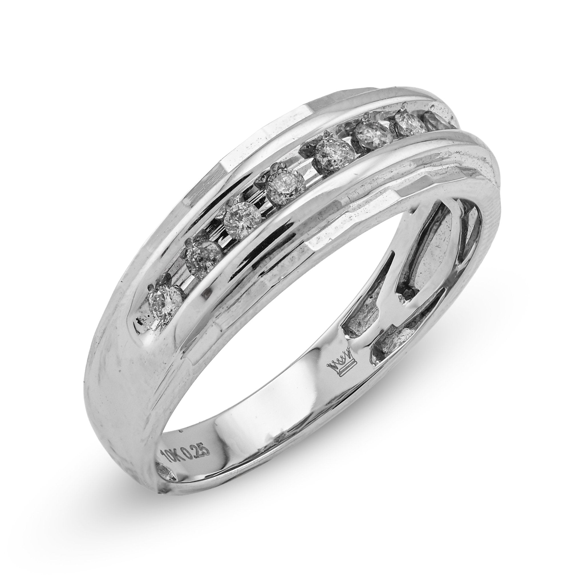 10K White Gold 0.26CT Natural Diamond Single Row Men Band - Elite Jewelers - Rings