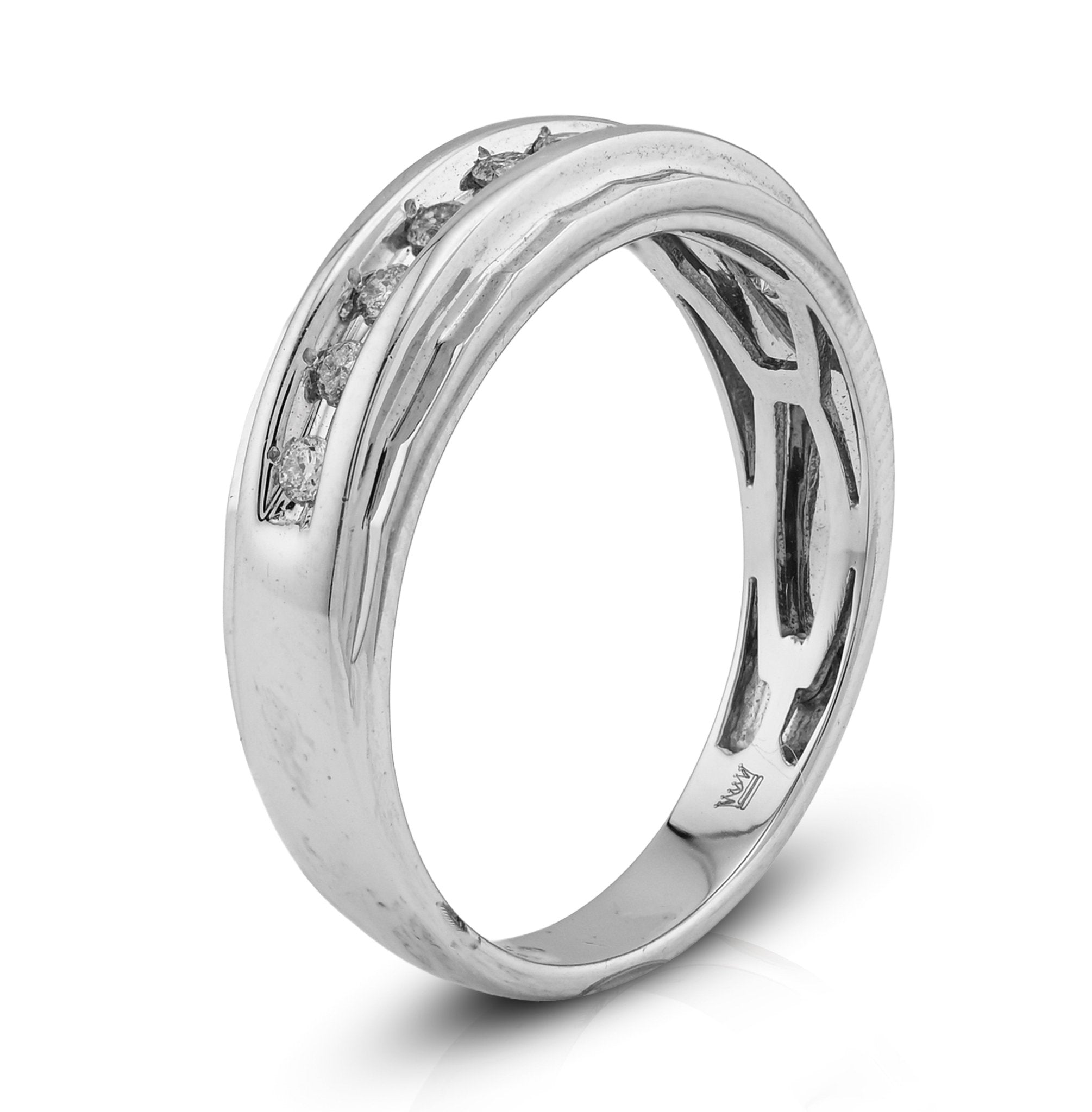10K White Gold 0.26CT Natural Diamond Single Row Men Band - Elite Jewelers - Rings