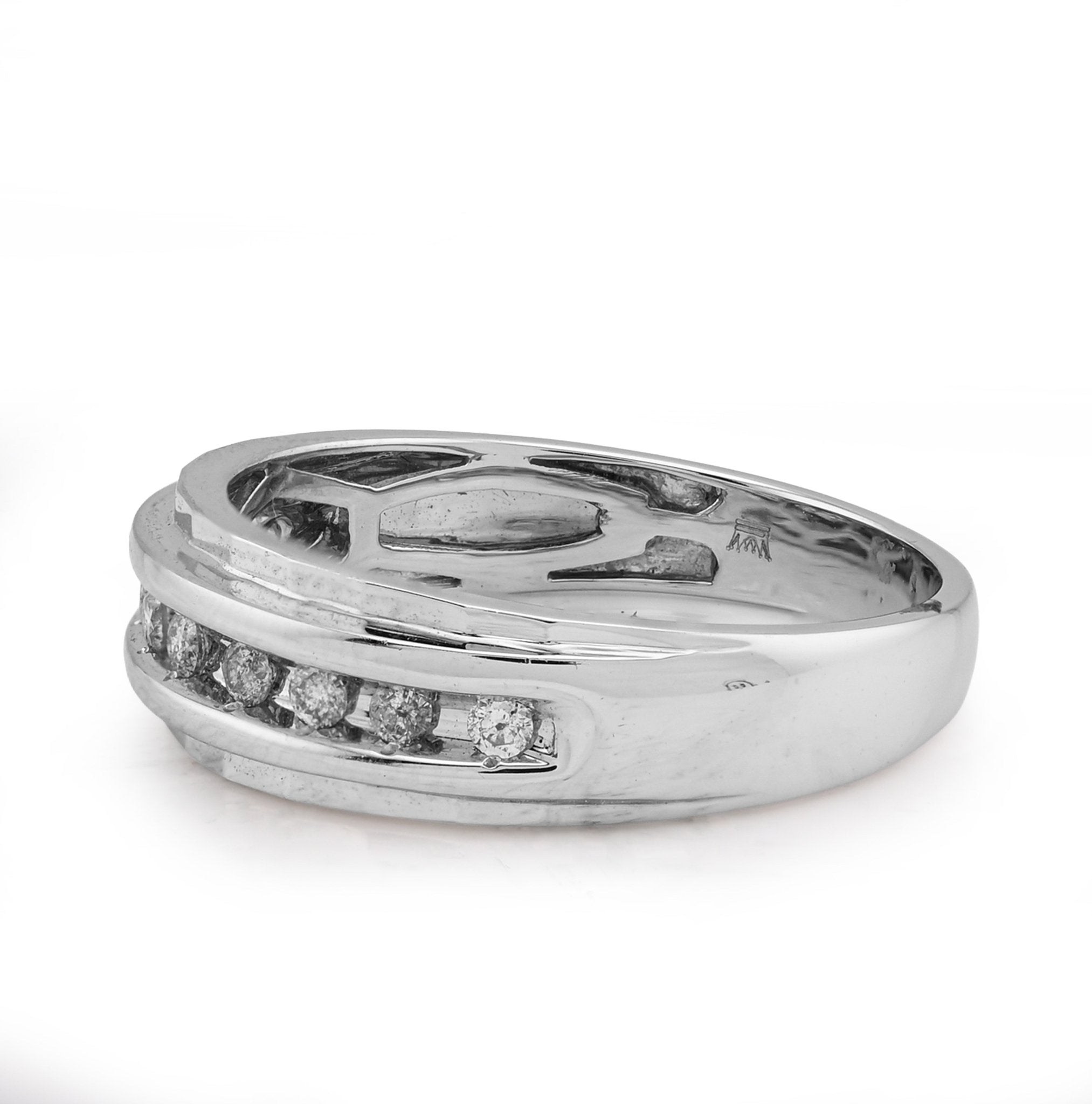 10K White Gold 0.26CT Natural Diamond Single Row Men Band - Elite Jewelers - Rings