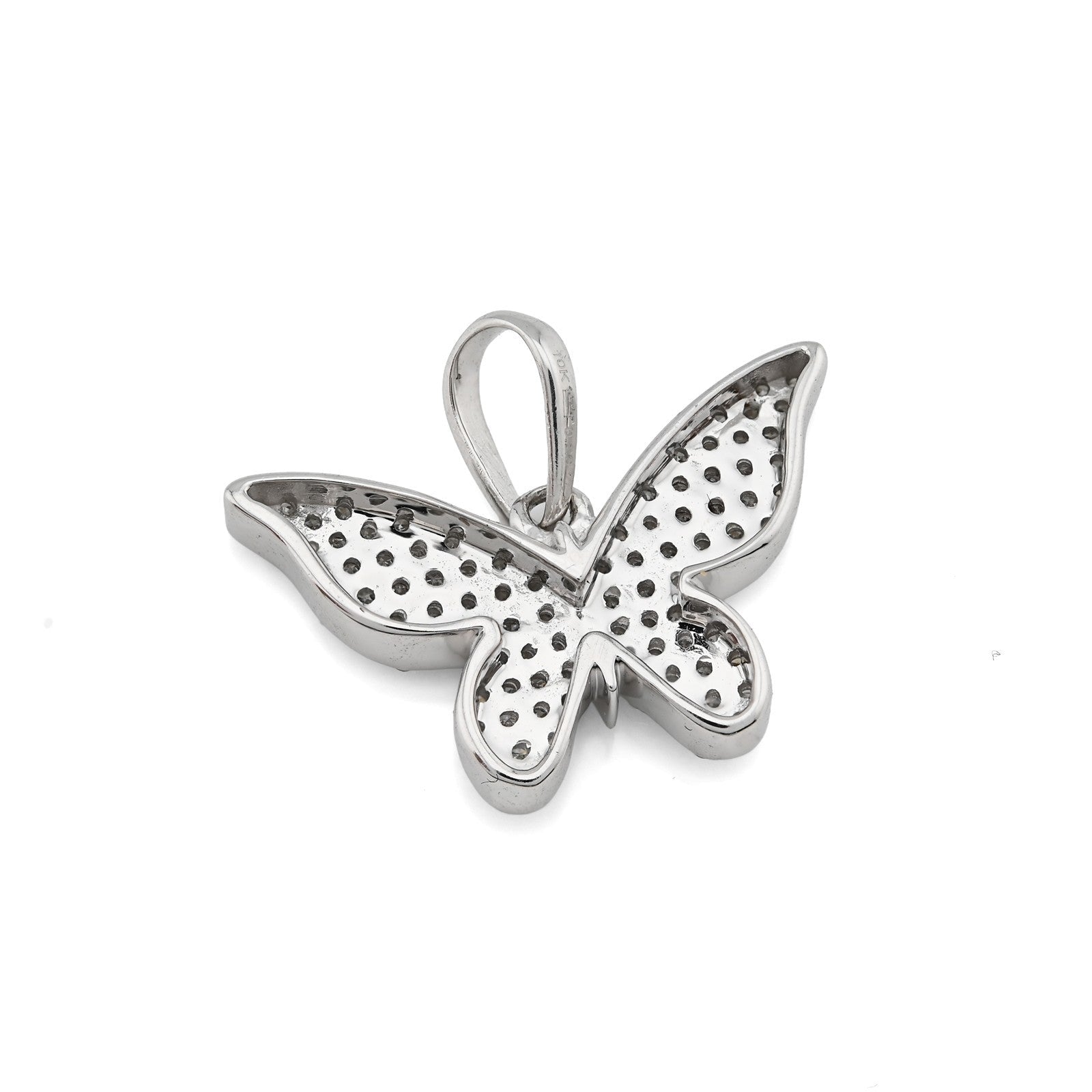 10k White Gold 0.26CTW Natural Diamond Butterfly Pendant 1.4g Womens Charm - Elite Jewelers - Charms & Pendants