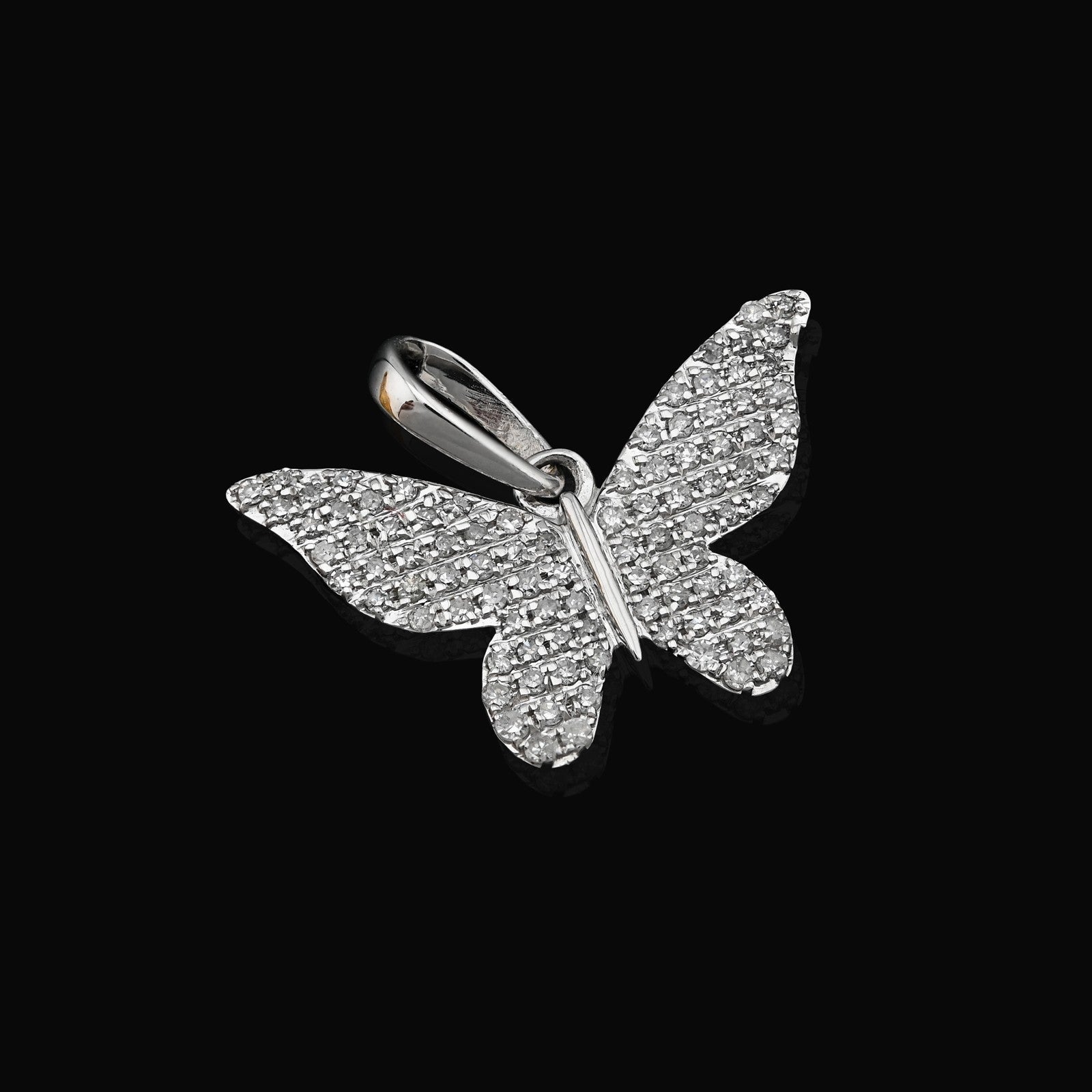 10k White Gold 0.26CTW Natural Diamond Butterfly Pendant 1.4g Womens Charm - Elite Jewelers - Charms & Pendants