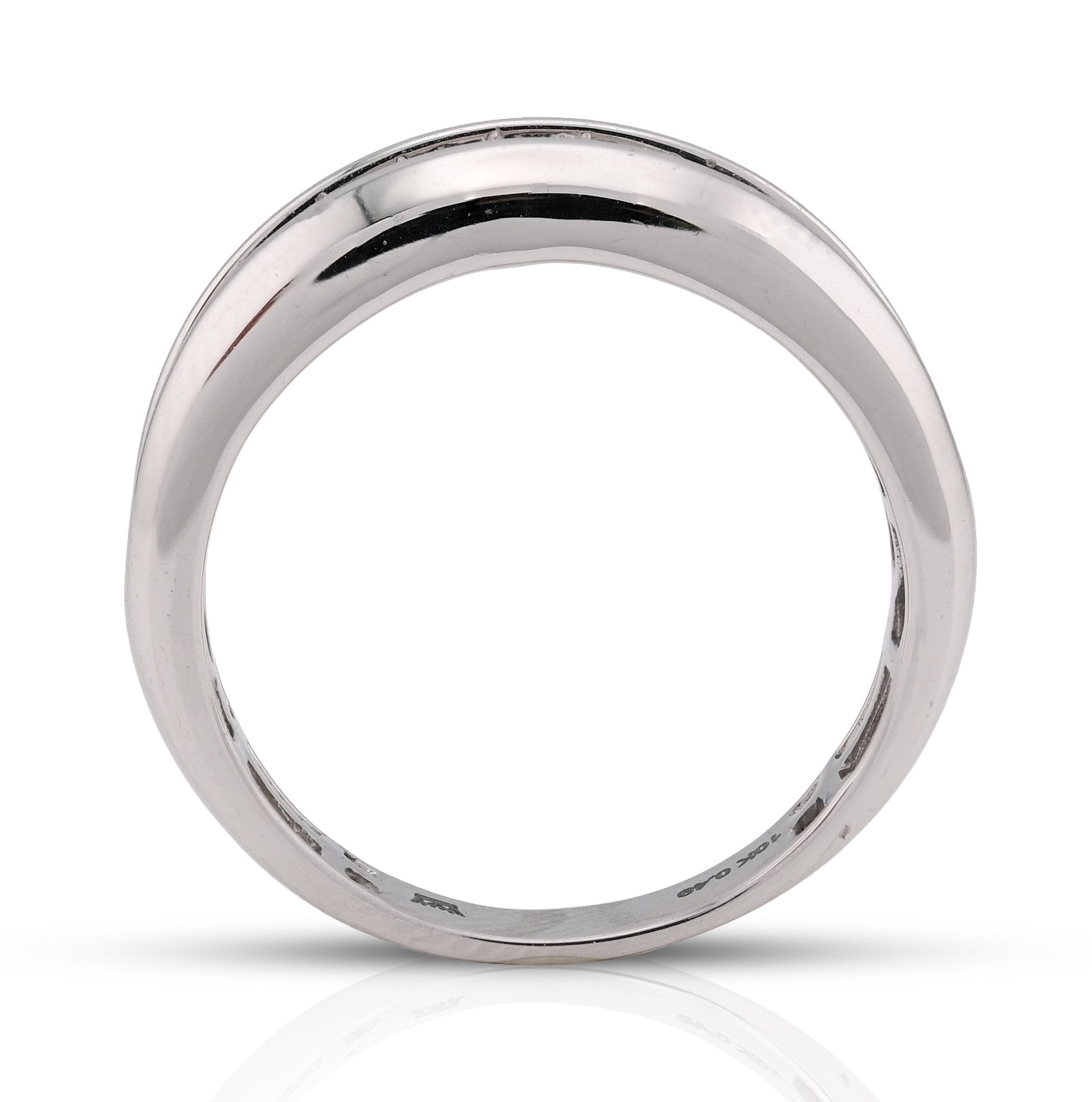 10K White Gold 0.49CT Natural Diamond Big Stone Centre Row Men Band - Elite Jewelers - Rings