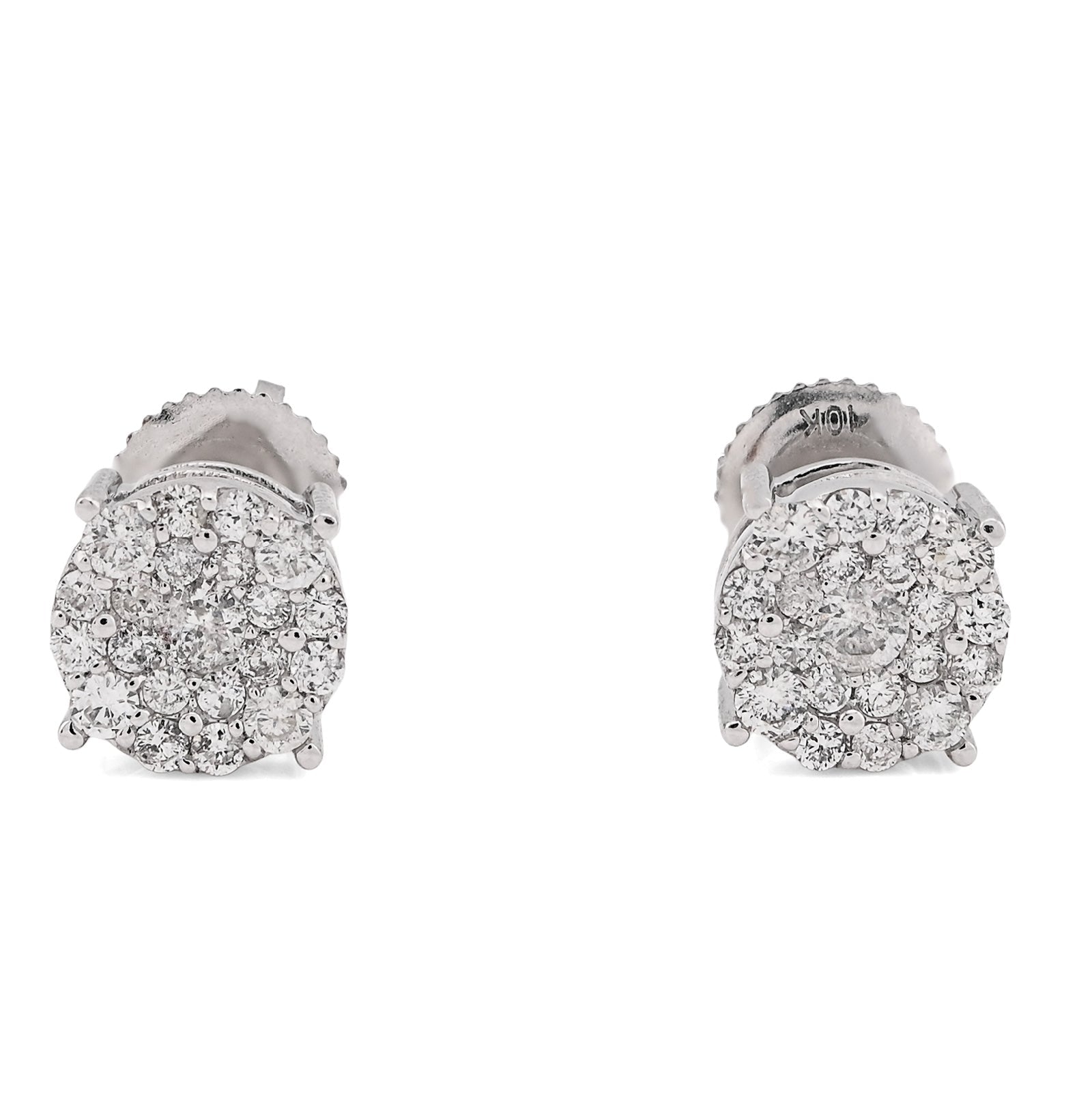 10K White Gold 0.54CT Natural Diamond Flower Cluster Earrings Round Men Women Studs - Elite Jewelers - Earrings