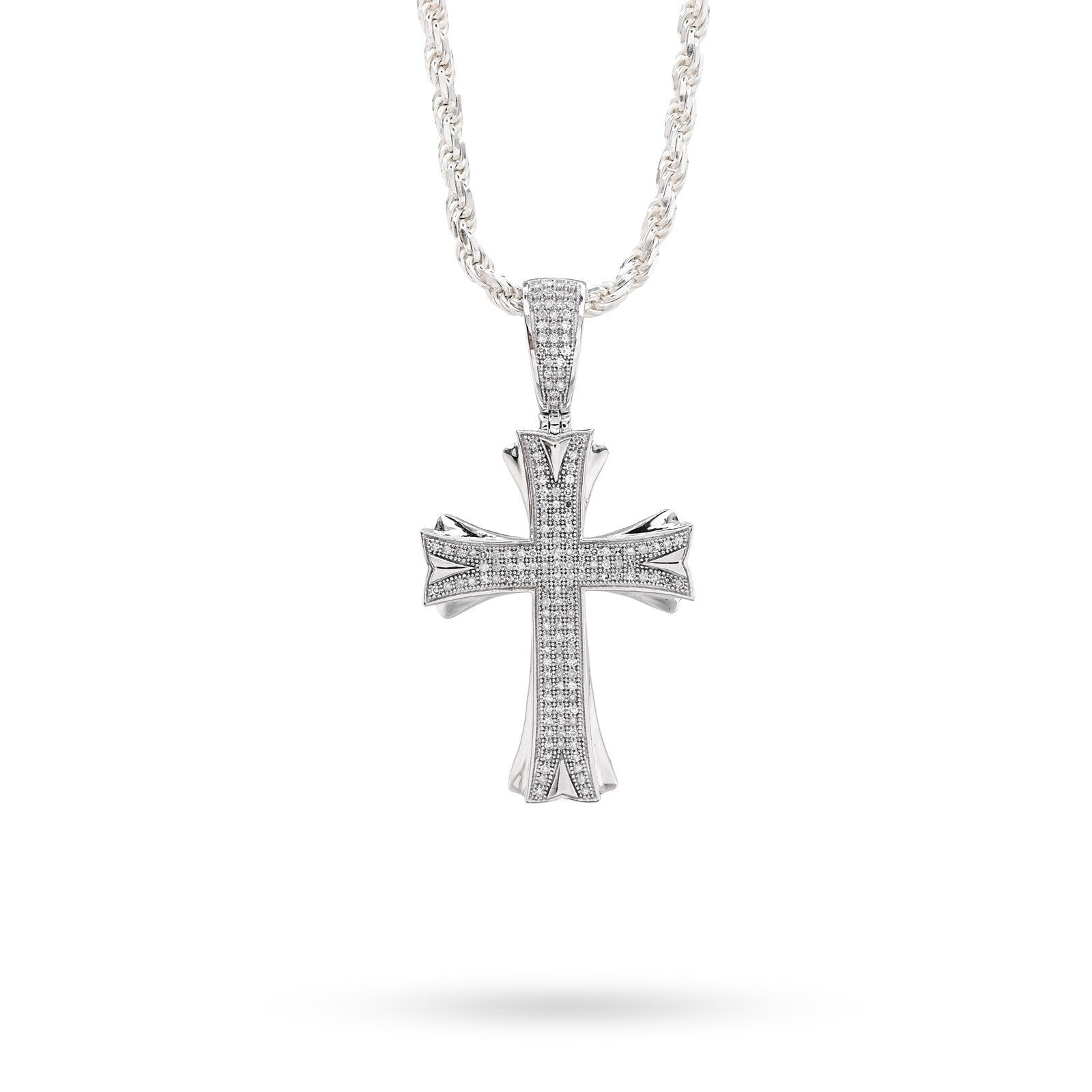 10k White Gold 0.5CT Natural Diamond ICED OUT Cross Pendant 5.7g Spiritual Charm - Elite Jewelers - Charms & Pendants
