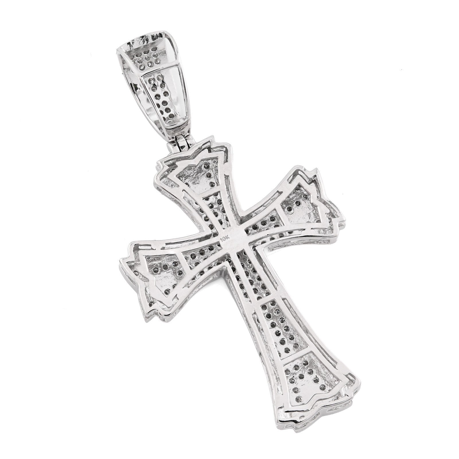 10k White Gold 0.5CT Natural Diamond ICED OUT Cross Pendant 5.7g Spiritual Charm - Elite Jewelers - Charms & Pendants