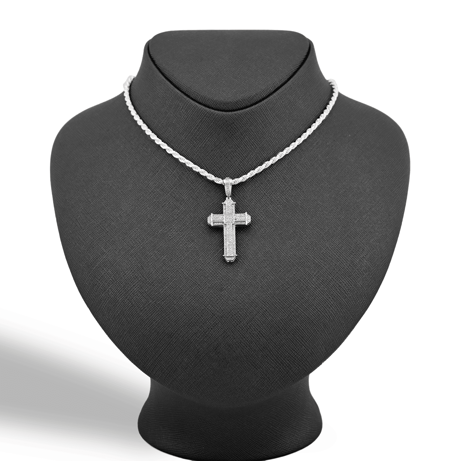 10k White Gold 0.5CTW Natural Diamond Cross Charm 5.3gms Religious Mens Pendant - Elite Jewelers - Charms & Pendants